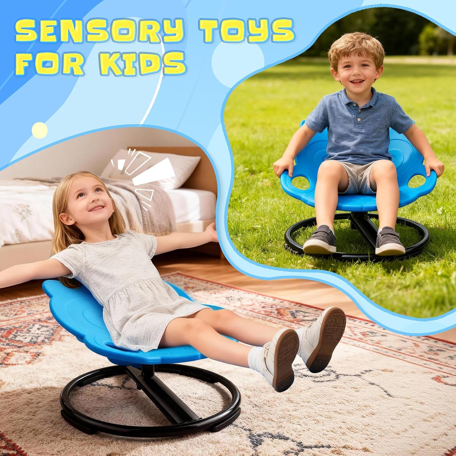 Thumbnail 4 de Spinning Chair for Autistic Kids – Owl Swivel Sensory Chair (Sky Blue)