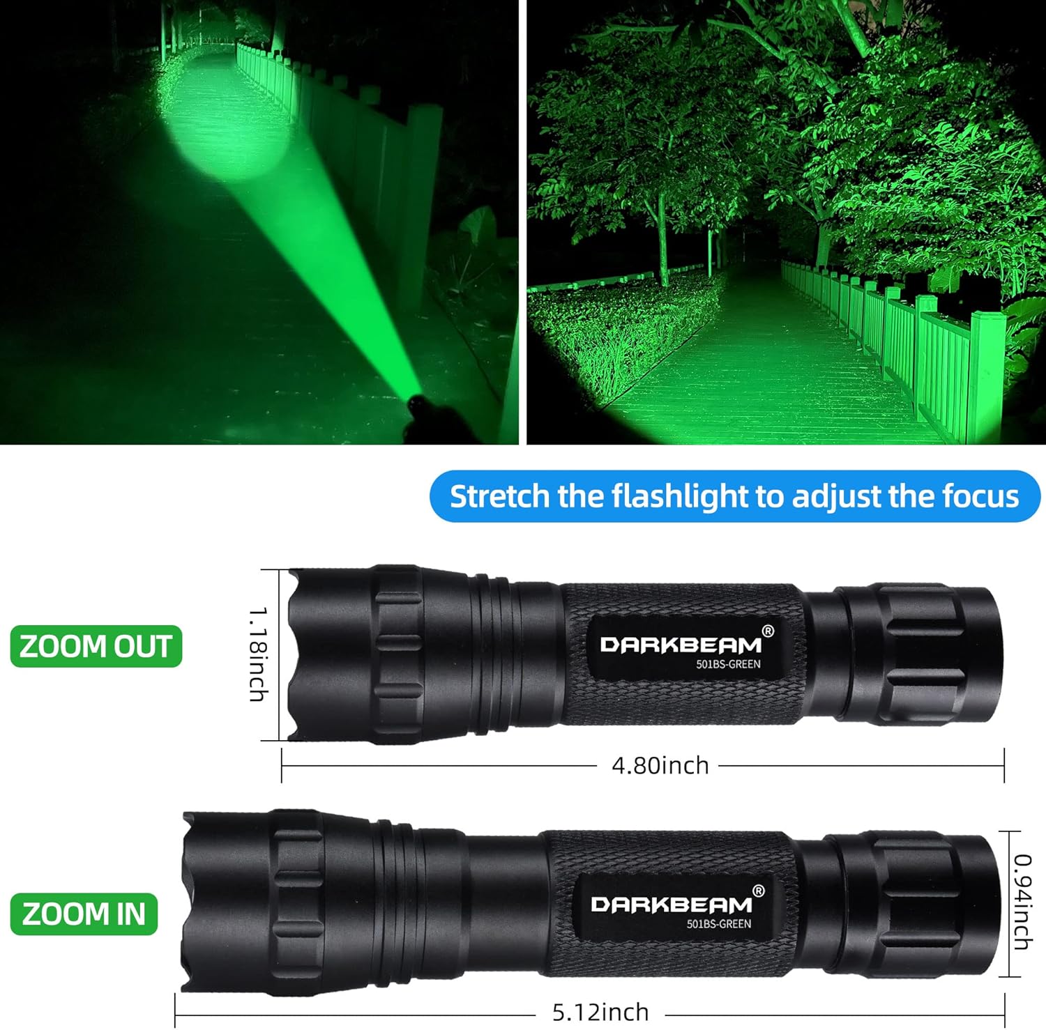 Thumbnail 2 de Darkbeam Torcia LED Verde USB ricaricabile: compagnia affidabile per caccia notturna, astronomia e emergenze