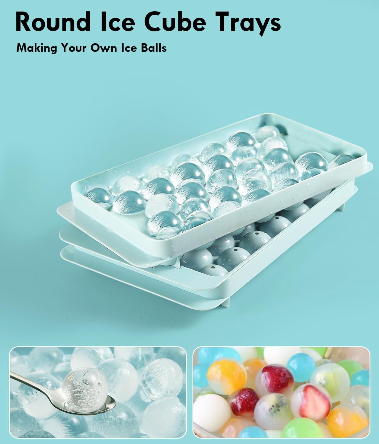 Detalle 2 de Ice Cube Tray with Lid and Bin – Round Ice Cubes 62