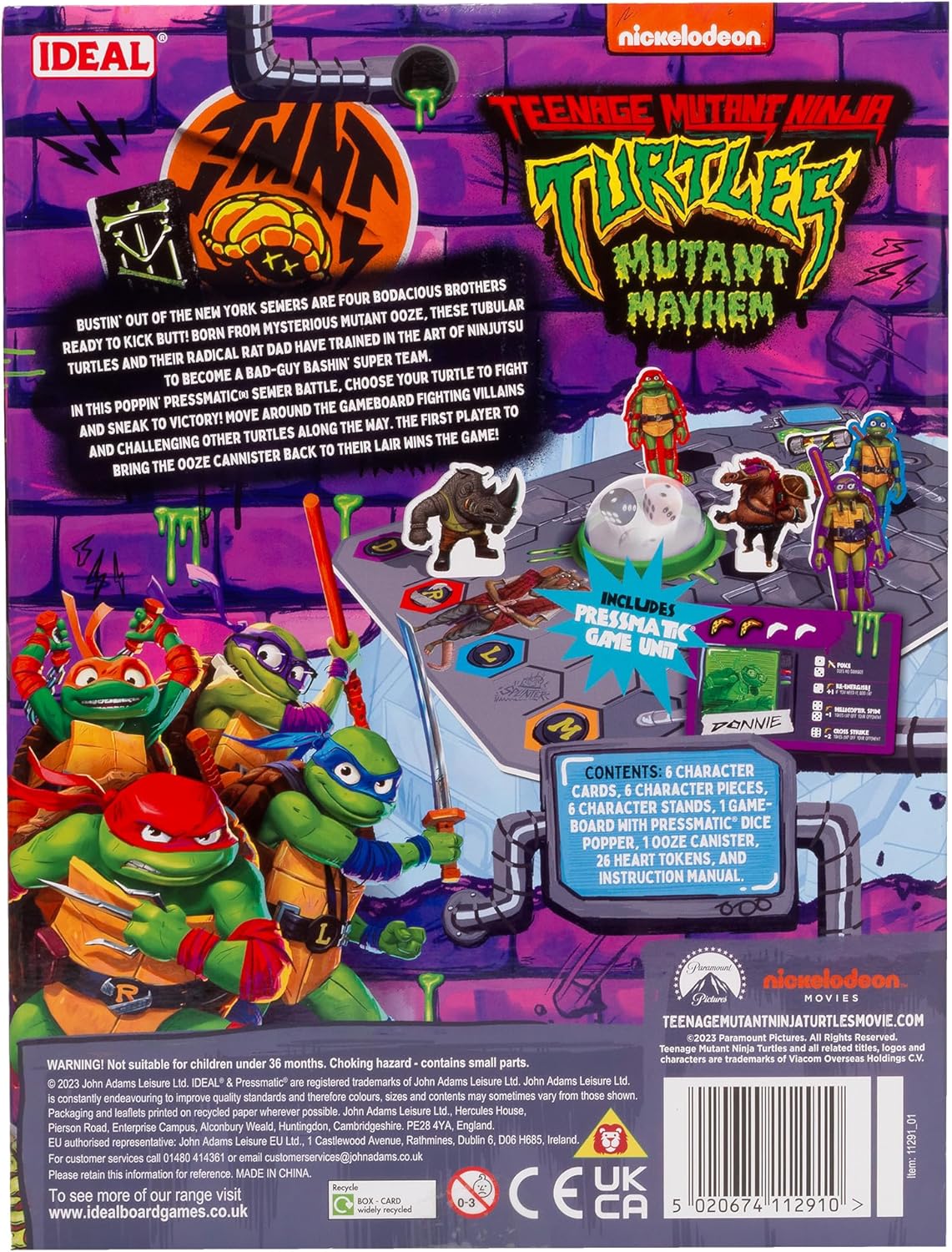 Detalle 2 de Ideal | Teenage Mutant Ninja Turtles: Sewer Battle Pressmatic Game – Family Fun for 2–7 Players