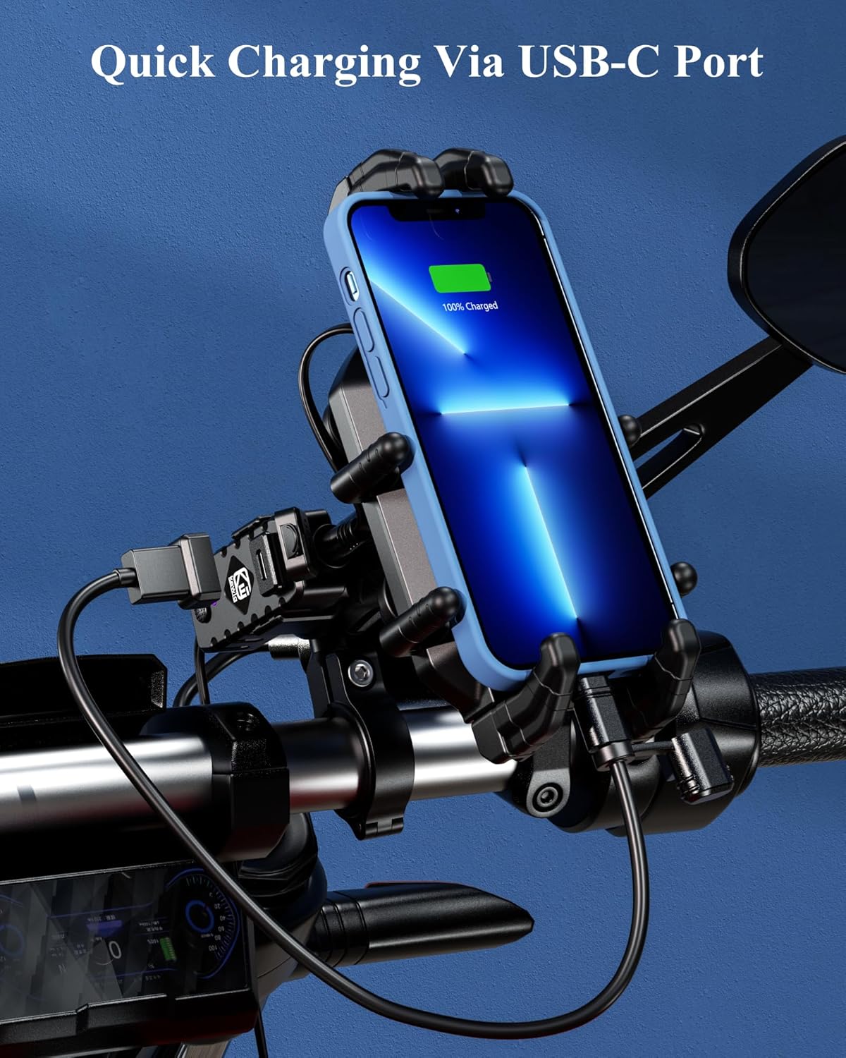Thumbnail 4 de BRCOVAN Motorcycle Phone Mount with Qi 15W Wireless Charger & 30W PD USB-C Fast Charge