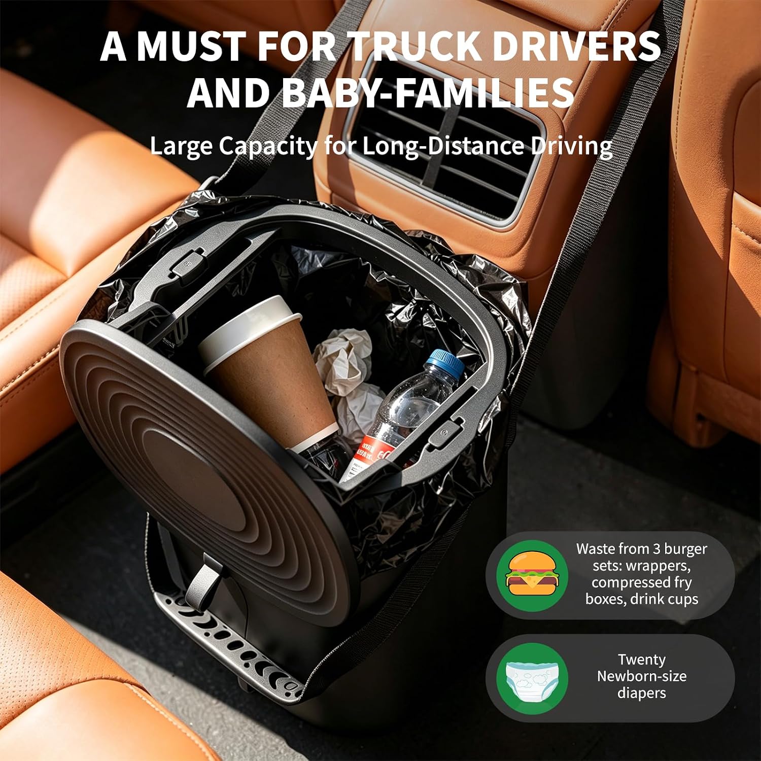 Detalle 2 de Car Trash Can with Lid, 2 Gallons