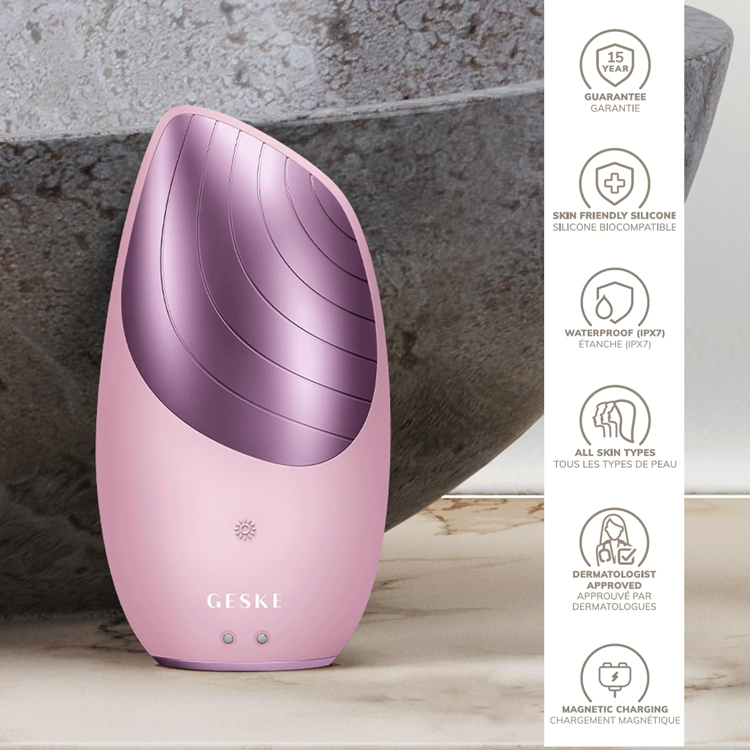 Detalle 2 de GESKE SmartAppGuided™ Sonic Thermo Facial Brush – silikonowa szczoteczka grzejąca