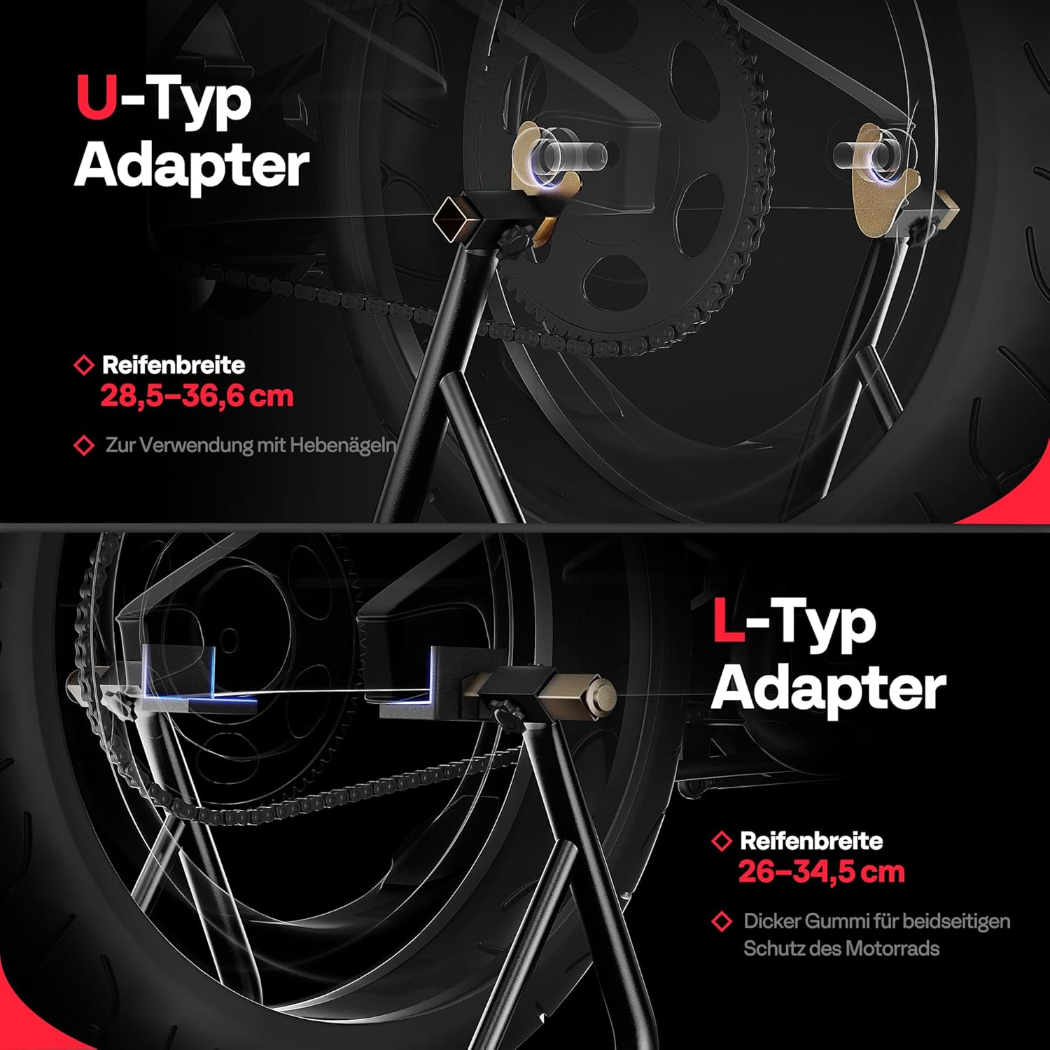 Detalle de SPECSTAR Strapazierfähige Motorrad-Hinterrad-Hebebühne Universal Sport Bike Schwinge Spule Ständer-Combo für Suzuki Yamaha Honda Kawasaki