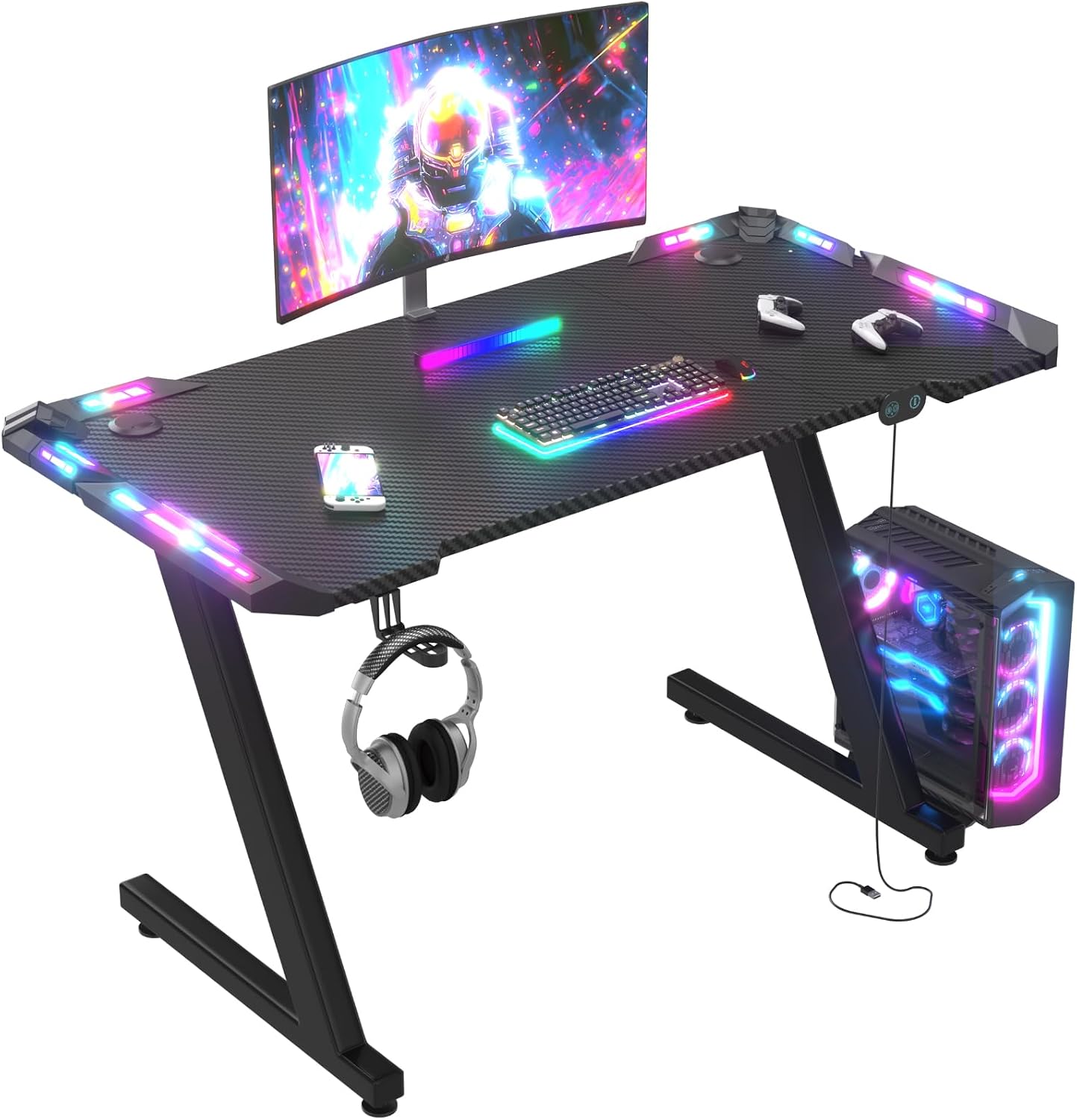 Detalle de Scrivania Gaming 120x60 cm LED