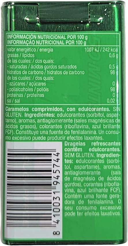 Detalle de Smint Tin Hierbabuena 🍬 Caramelo Sin Azúcar, 12 unidades