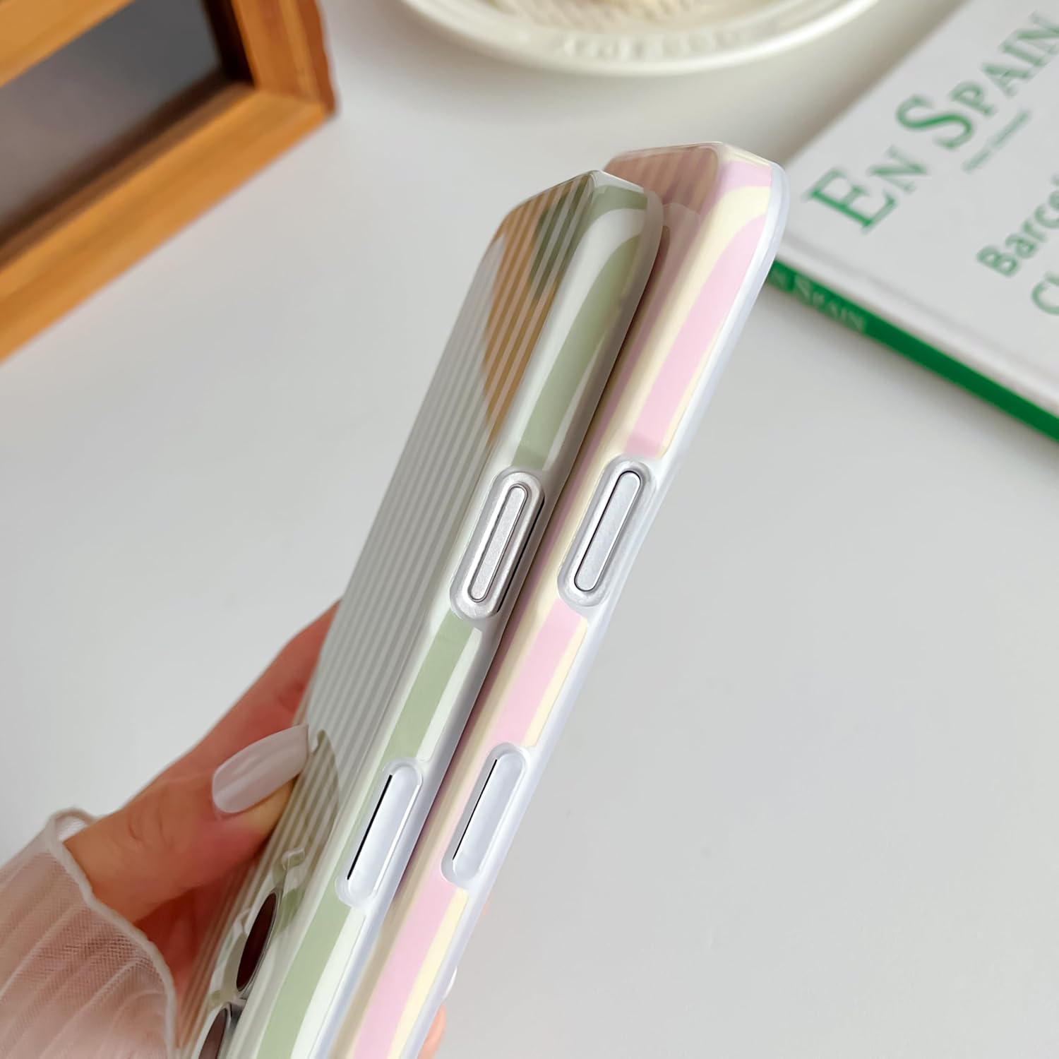 Thumbnail 5 de SmoBea Case for iPhone 16 Pro Max – Slim Striped Sage Green TPU Case