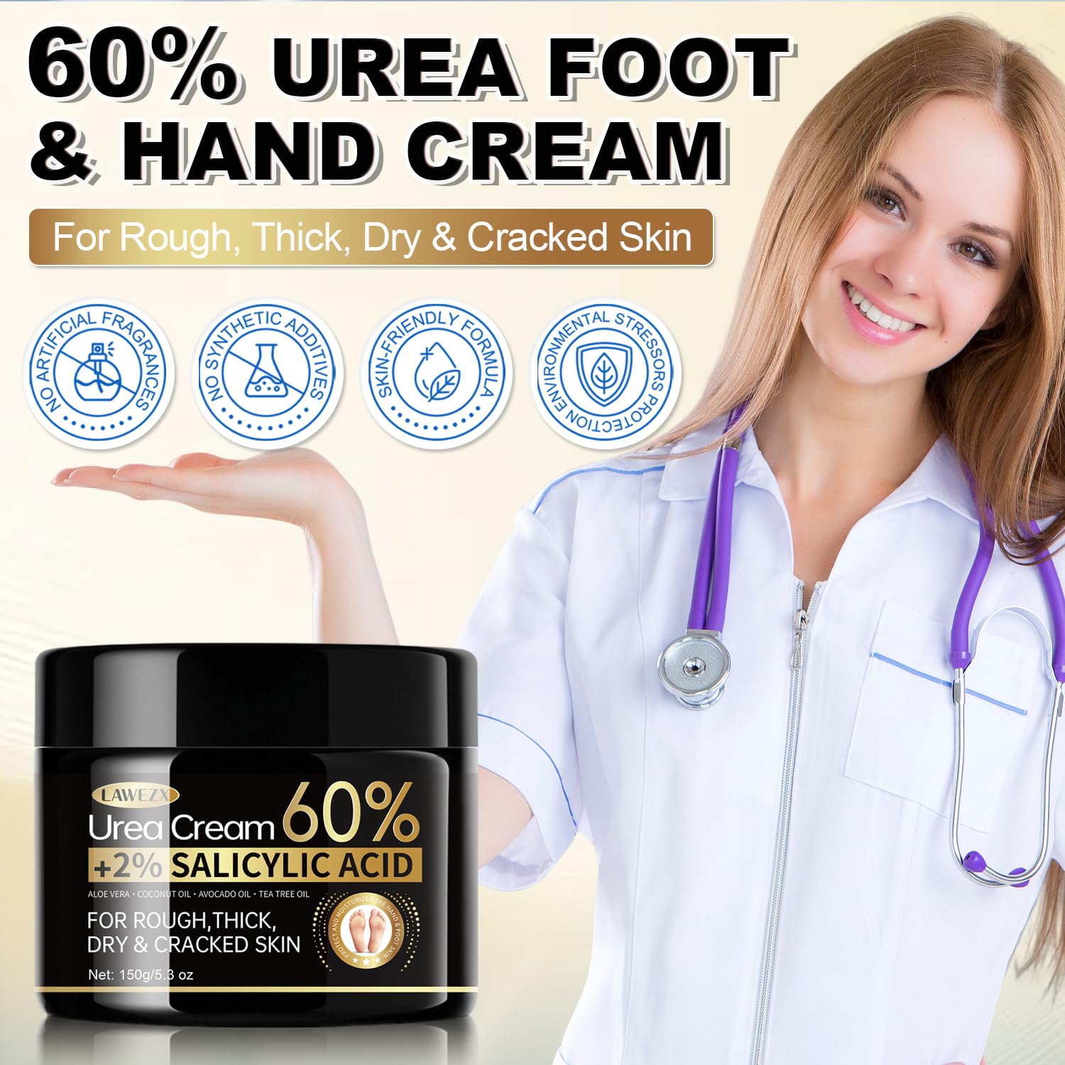 Thumbnail 6 de LAWEZX Urea Creme 60% für Füße und Hände – Intensive Feuchtigkeit, 150 g