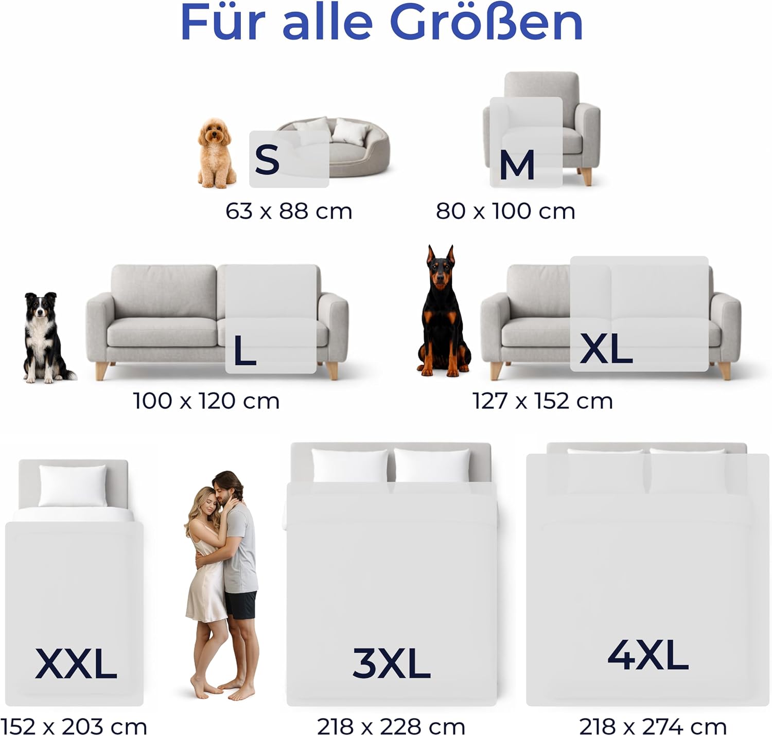 Detalle de Dreamzie wasserdichte Hundedecke (100x120 cm) für Bett, Sofa & Auto – doppelseitig, wendbar, maschinenwaschbar, hellgrau