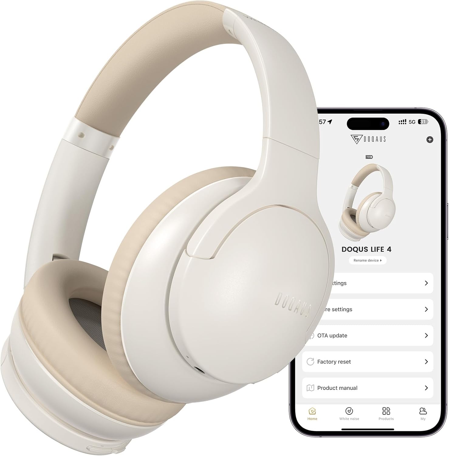 Detalle de DOQAUS Over-Ear Bluetooth Headphones, 90-Hour Playtime