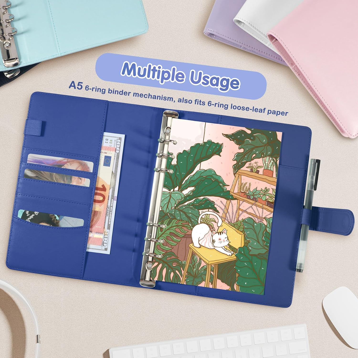 Detalle de A5 K-pop Photocard Binder with 30 Pack 4-Pocket Pages, 6-Ring Album (240 card slots) and PU Leather Magnetic Closure