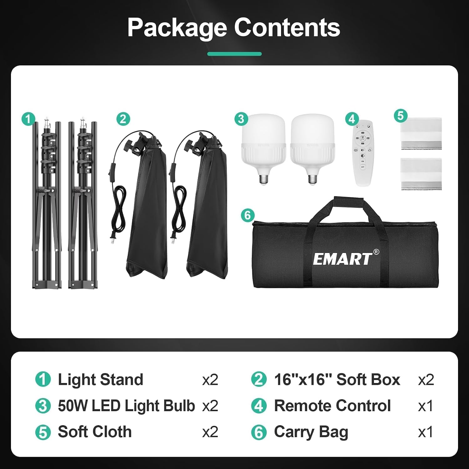 Thumbnail 6 de EMART Softbox Lighting Kit 16-inch