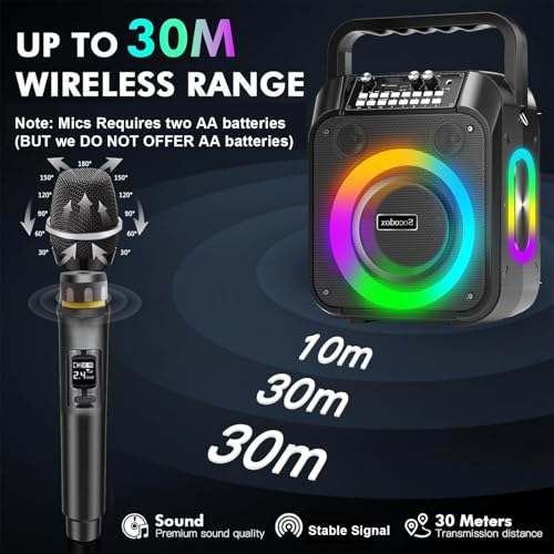 Detalle de Macchina Karaoke socodox: Sistema PA portatile con 2 microfoni wireless, Bluetooth 5.3 e luce RGB