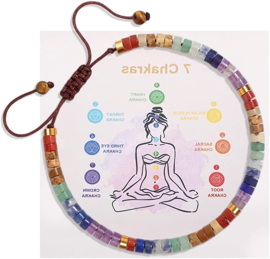 Detalle de MagEnergy Chakra Armband für Damen – 7 Heilsteine für Meditation, Entspannung und Ausgeglichenheit
