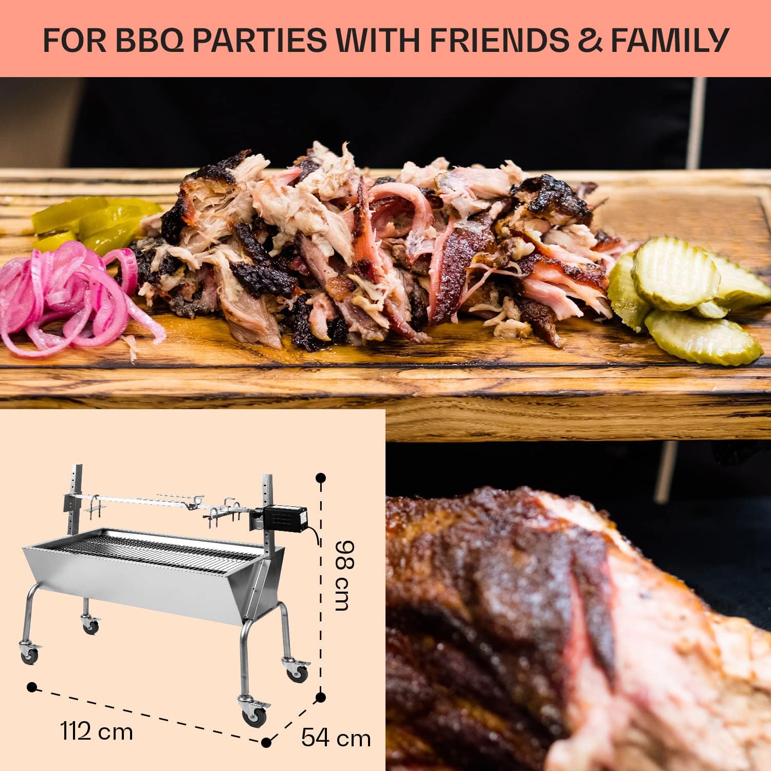 Thumbnail 6 de OneConcept GQ8-SAUENLAND 2-in-1 Rotisserie BBQ Grill with Two Grates