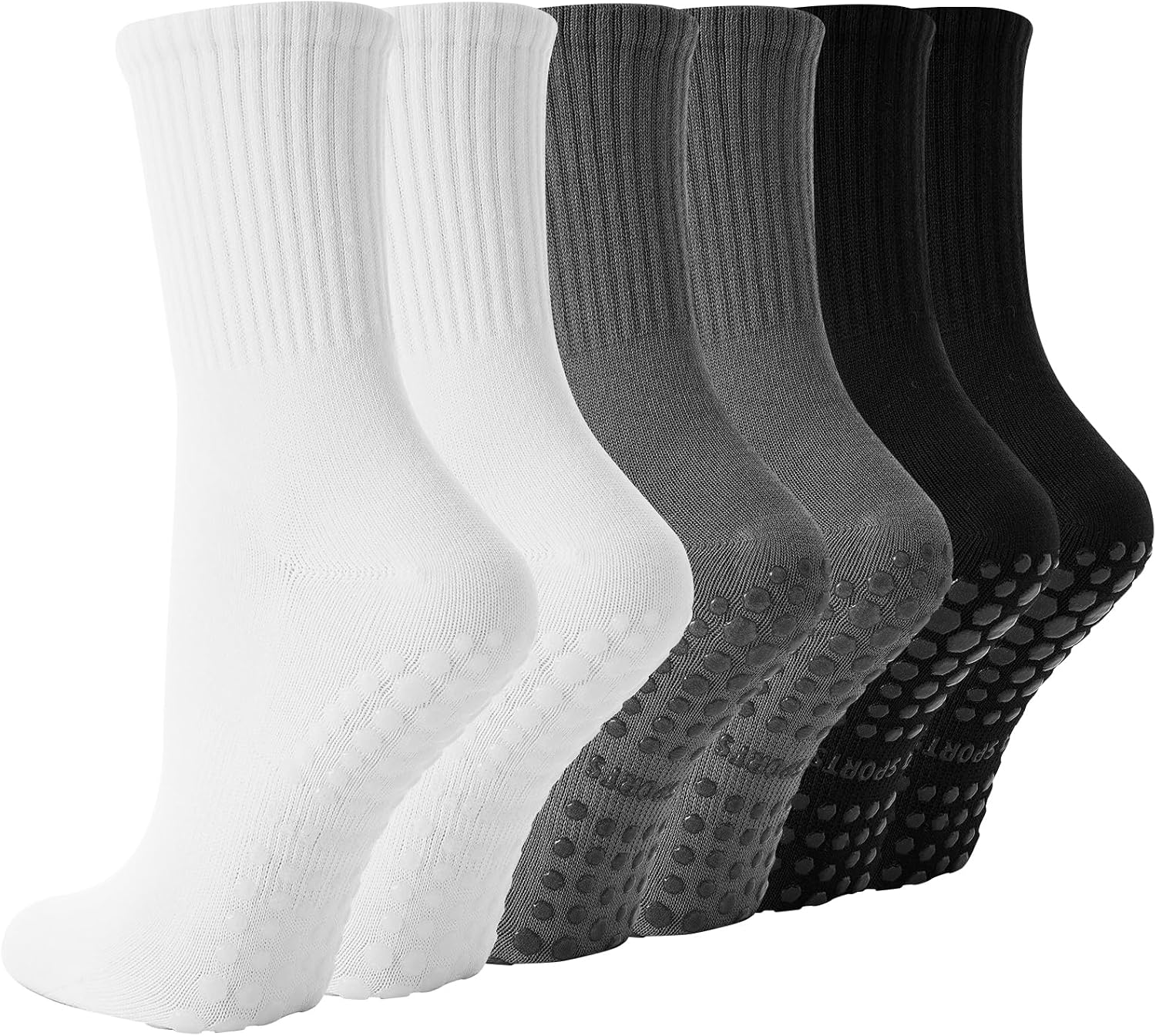 Detalle de BISOUSOX Pilates Socken Damen (3 Paare) mit Antirutsch – Baumwolle, Größe 36–40