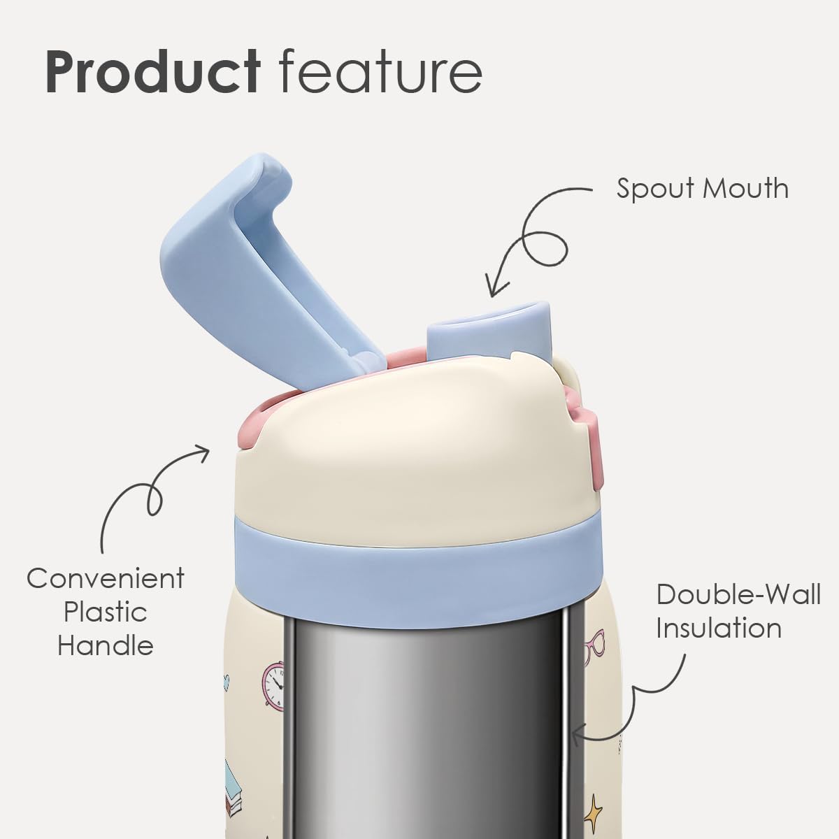 Detalle de SANDJEST SJ-DW-SS-WB32PB Stainless Steel Water Bottle, 32 oz