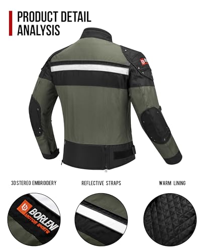 Detalle de BORLENI Giacca da moto tutte le stagioni con protezioni CE XL