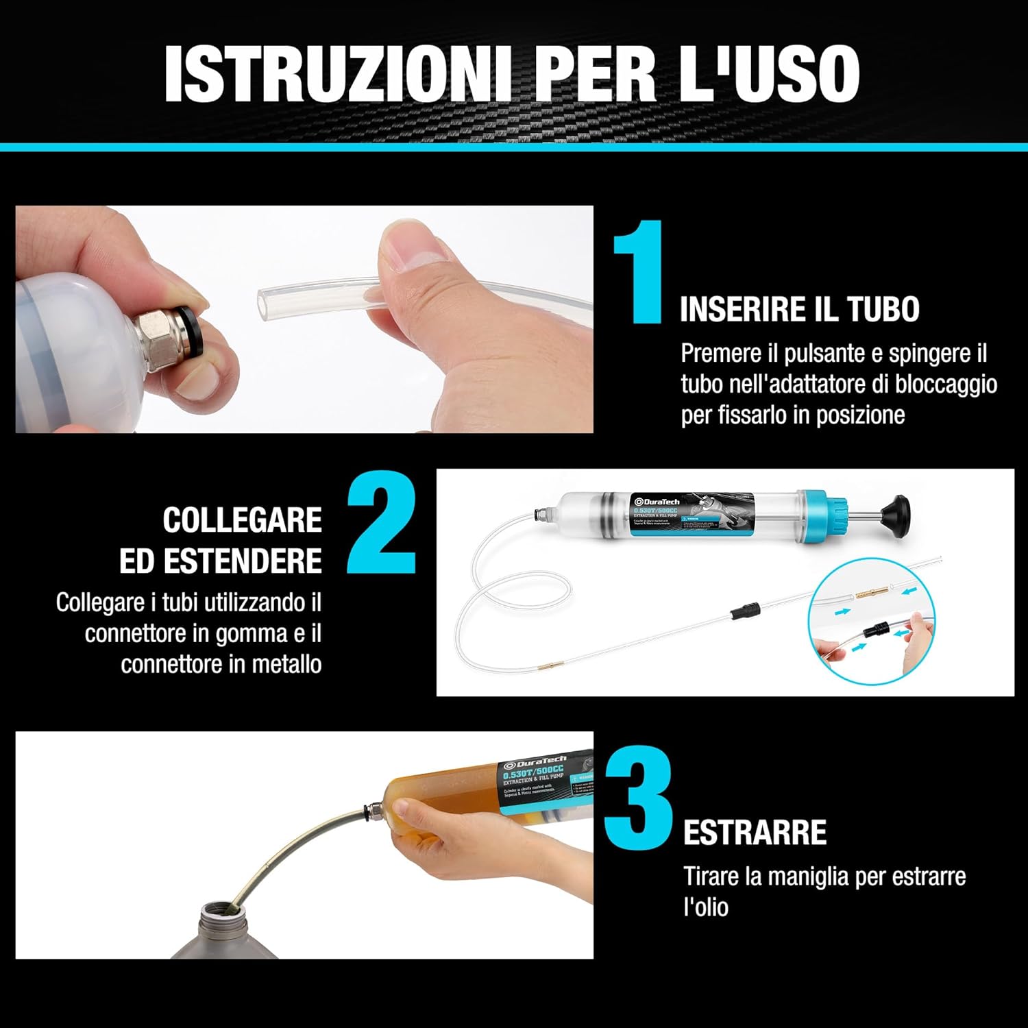 Thumbnail 6 de DURATECH Siringa per Olio da 500 ml: estrazione olio motore con tubo prolunga