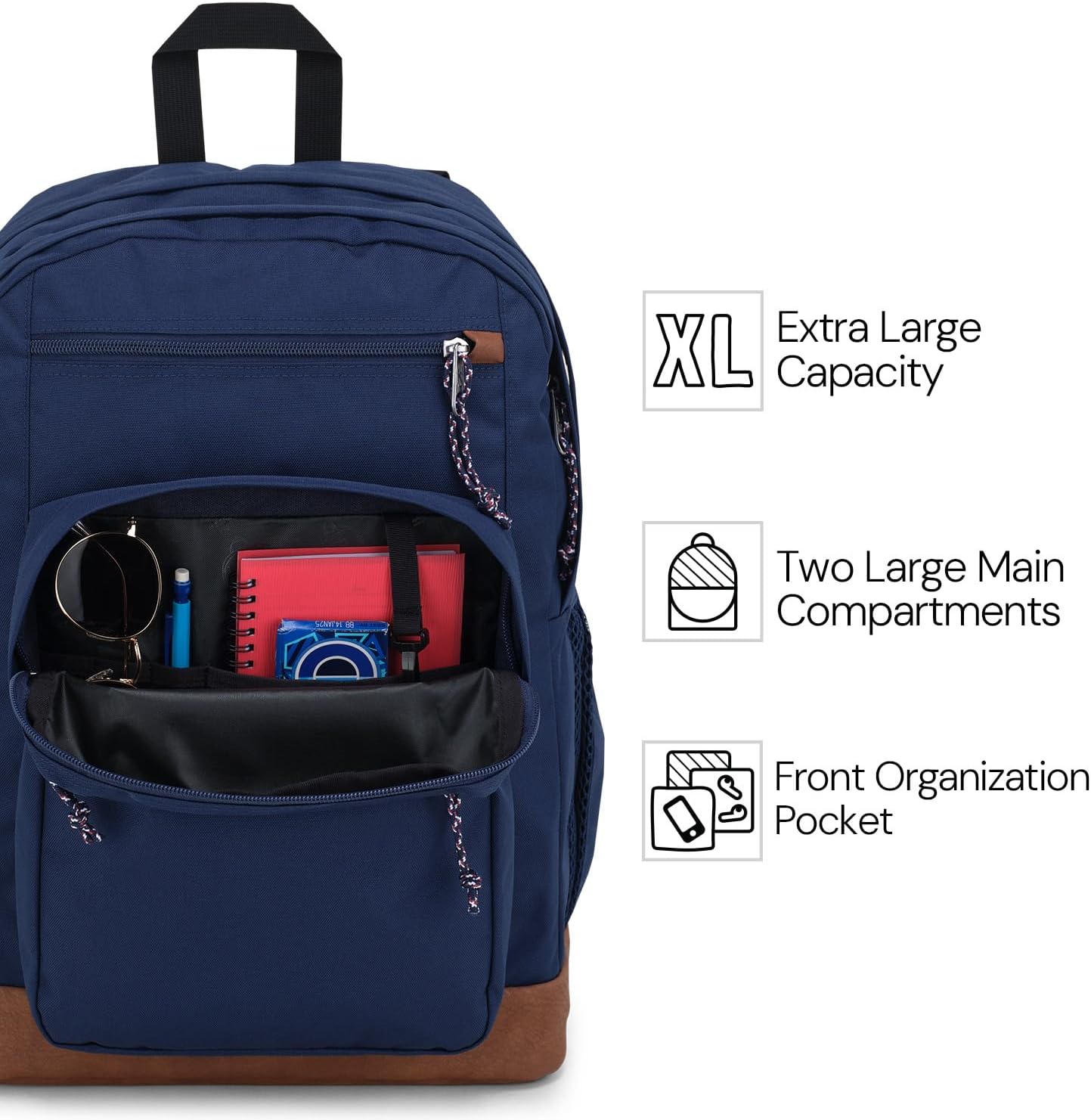 Detalle de JanSport Cool Backpack with 15-Inch Laptop Sleeve (Large) – Ergonomic, Durable, Classic Black