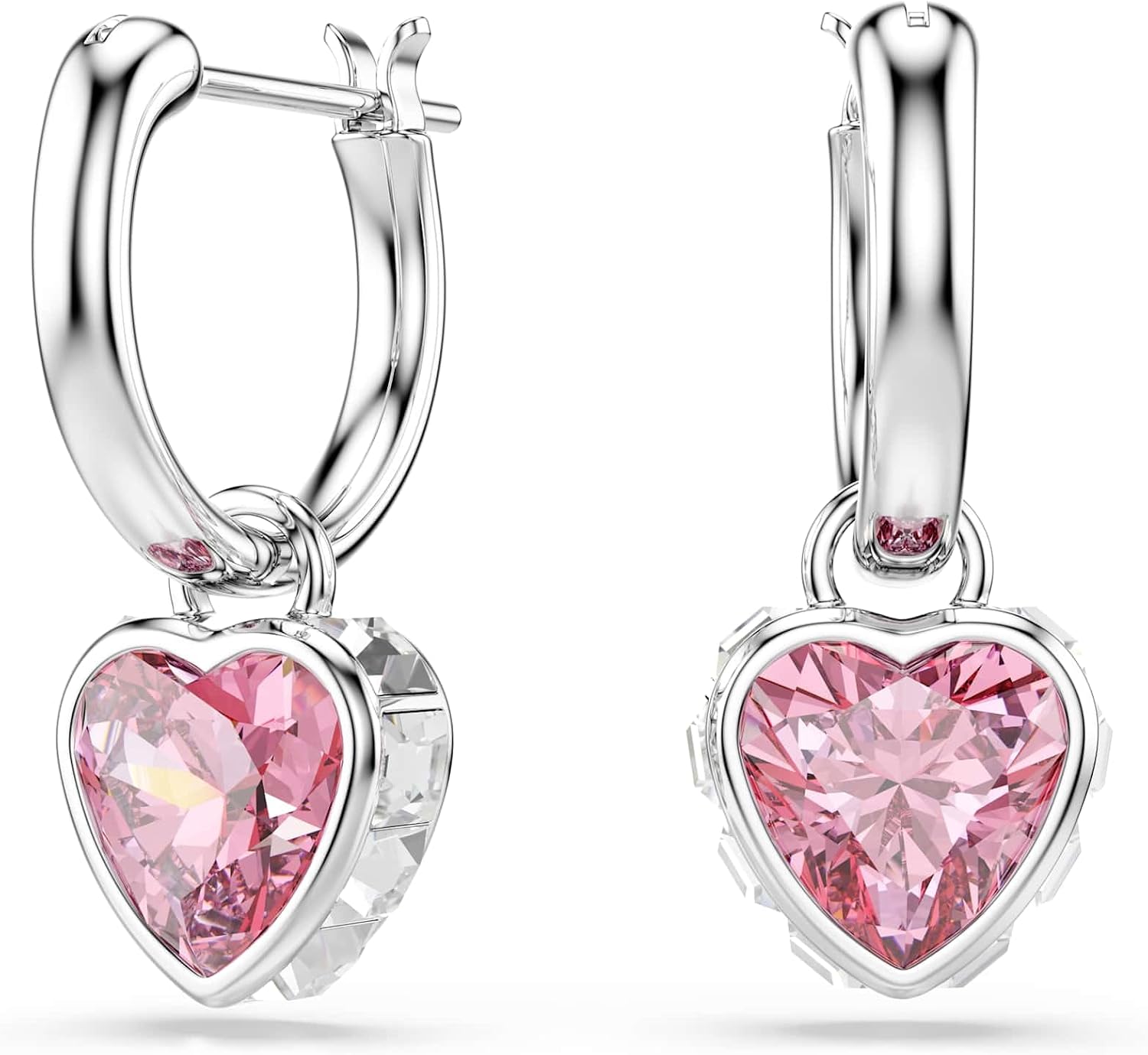 Detalle de Swarovski Chroma Boucles d'Oreilles Pendantes Cœur Rose – Plaqué Rhodium