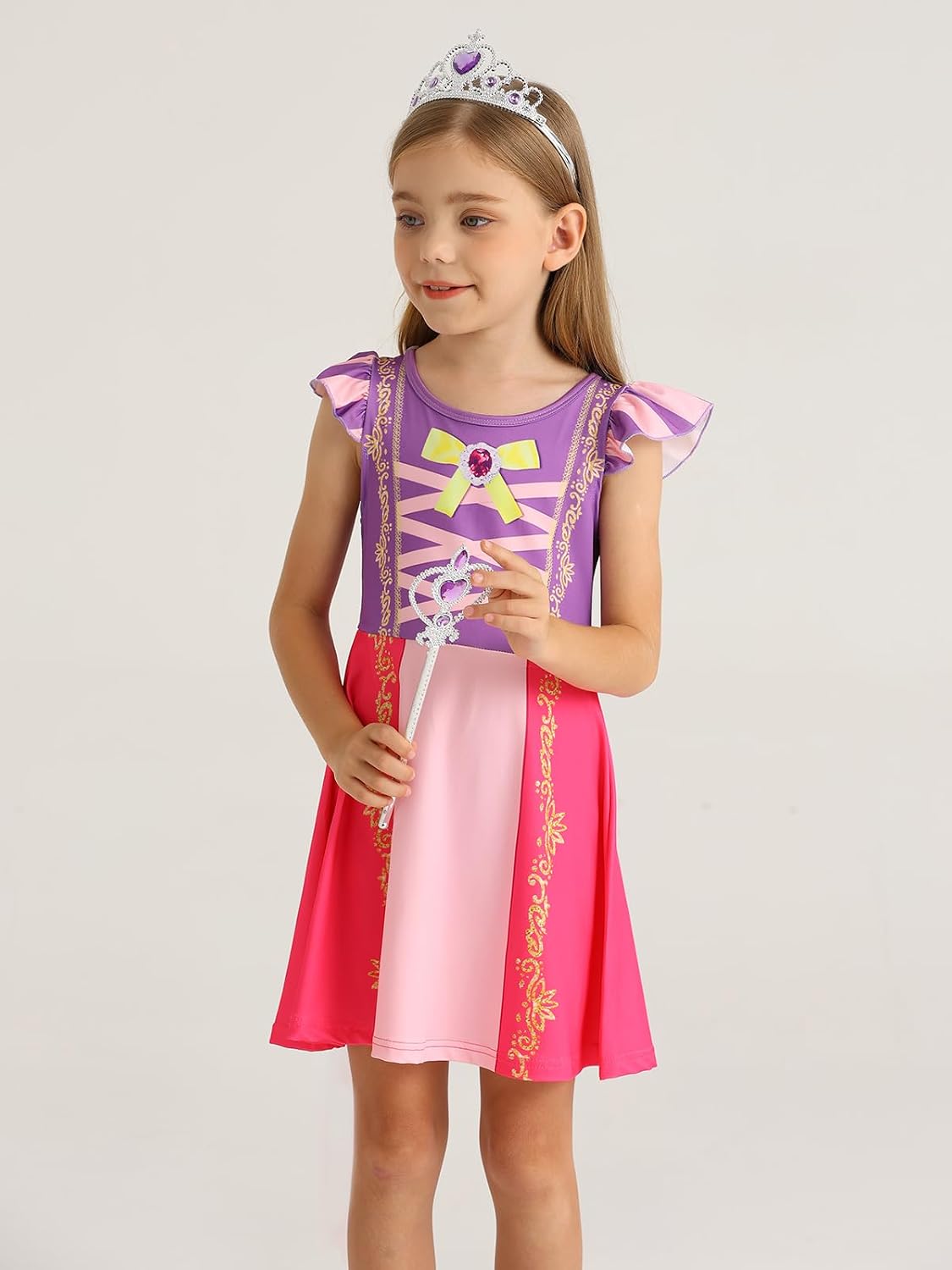 Detalle de AmzBarley Matching Nightgown Set for Girls and 18-Inch Dolls, Flutter Sleeves