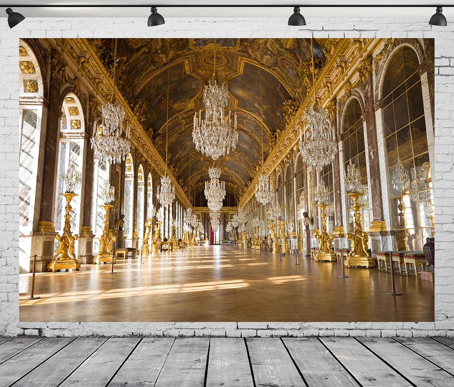 Detalle de BELECO 2.1 x 1.5m Royal Palace of Versailles Fabric Backdrop (Hall of Mirrors style) for photoshoots