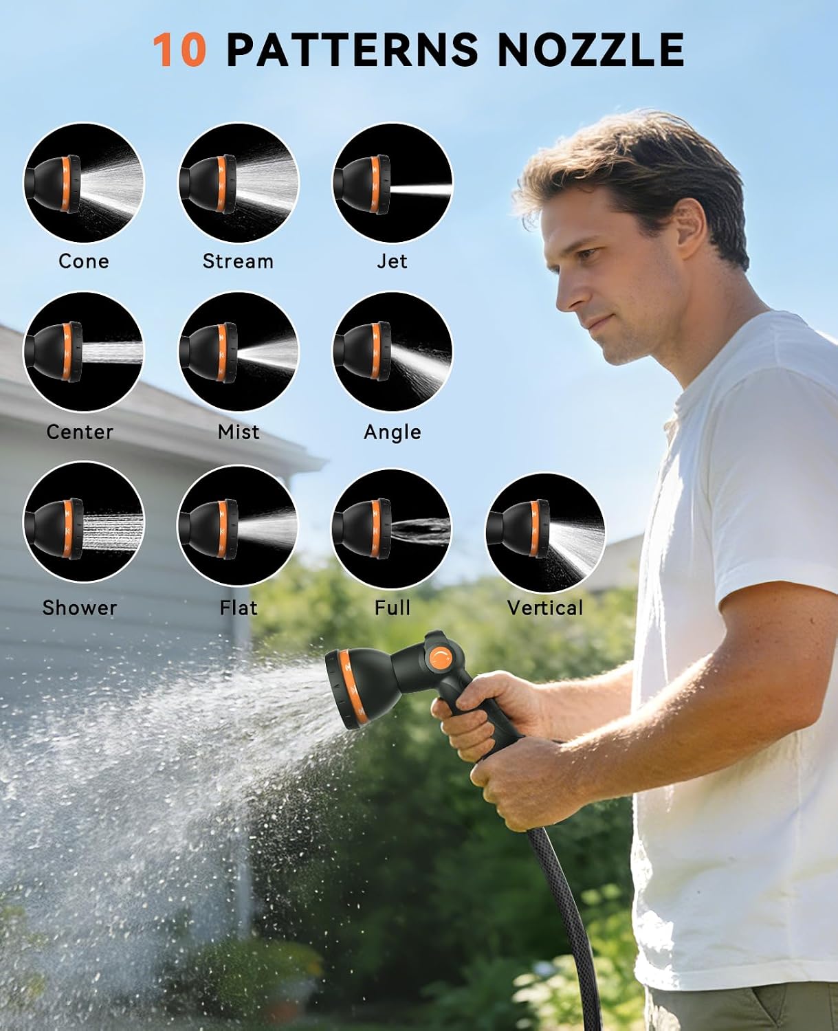 Detalle de SUNPOW Retractable Garden Hose Reel, 1/2 in x 100 ft, 10-Pattern Nozzle