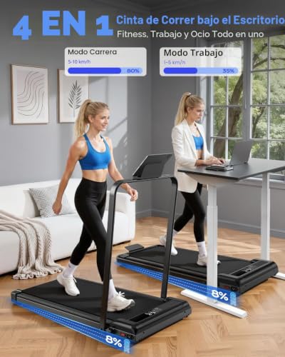 Detalle 2 de HomeFitnessCode: Cinta de correr plegable con pendiente 8% y 1–10 km/h