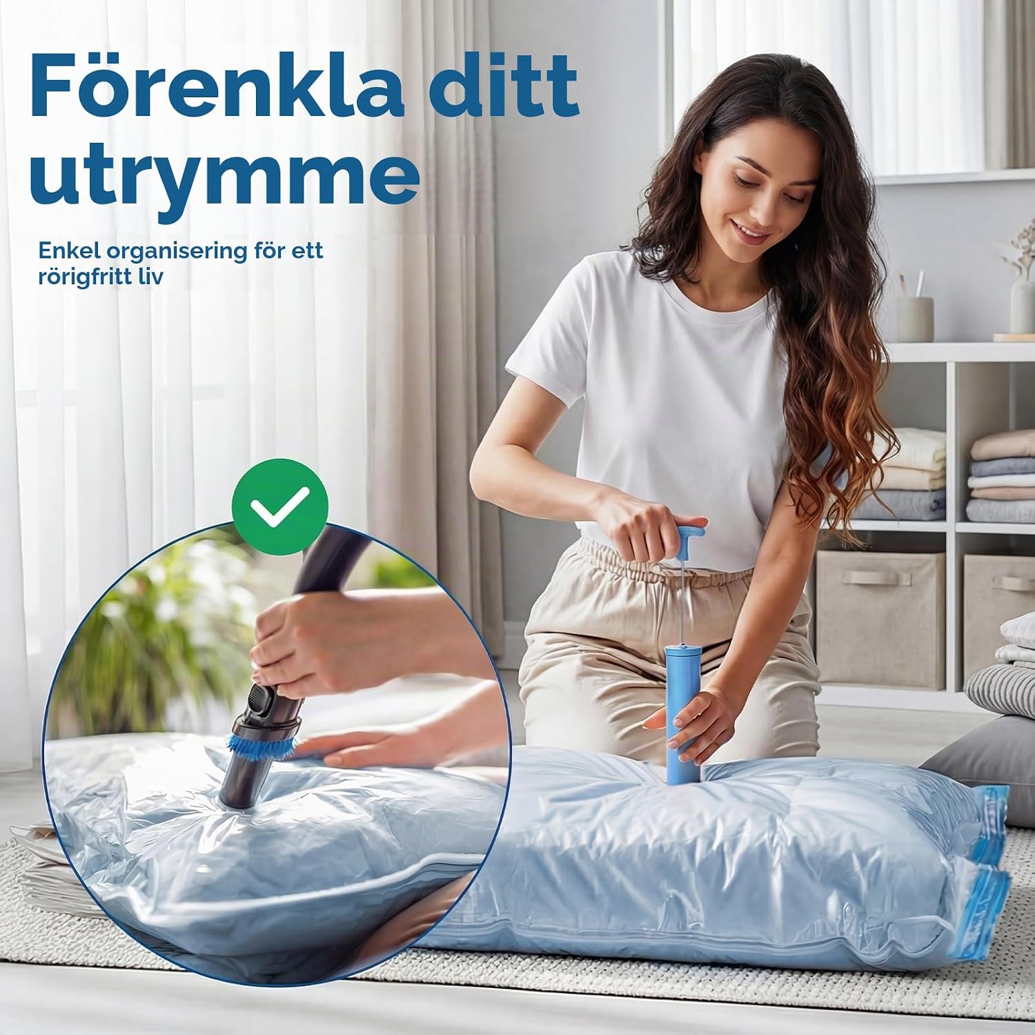 Thumbnail 5 de Leavans VSS05 vakuumpåsar med pump och förvaringsväskor för sängkläder
