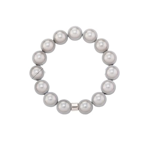 Detalle de WDZDS Magic Pearls Stretch Armband 14 mm Weiß – 3D-Effekt, reflektierende Perlen