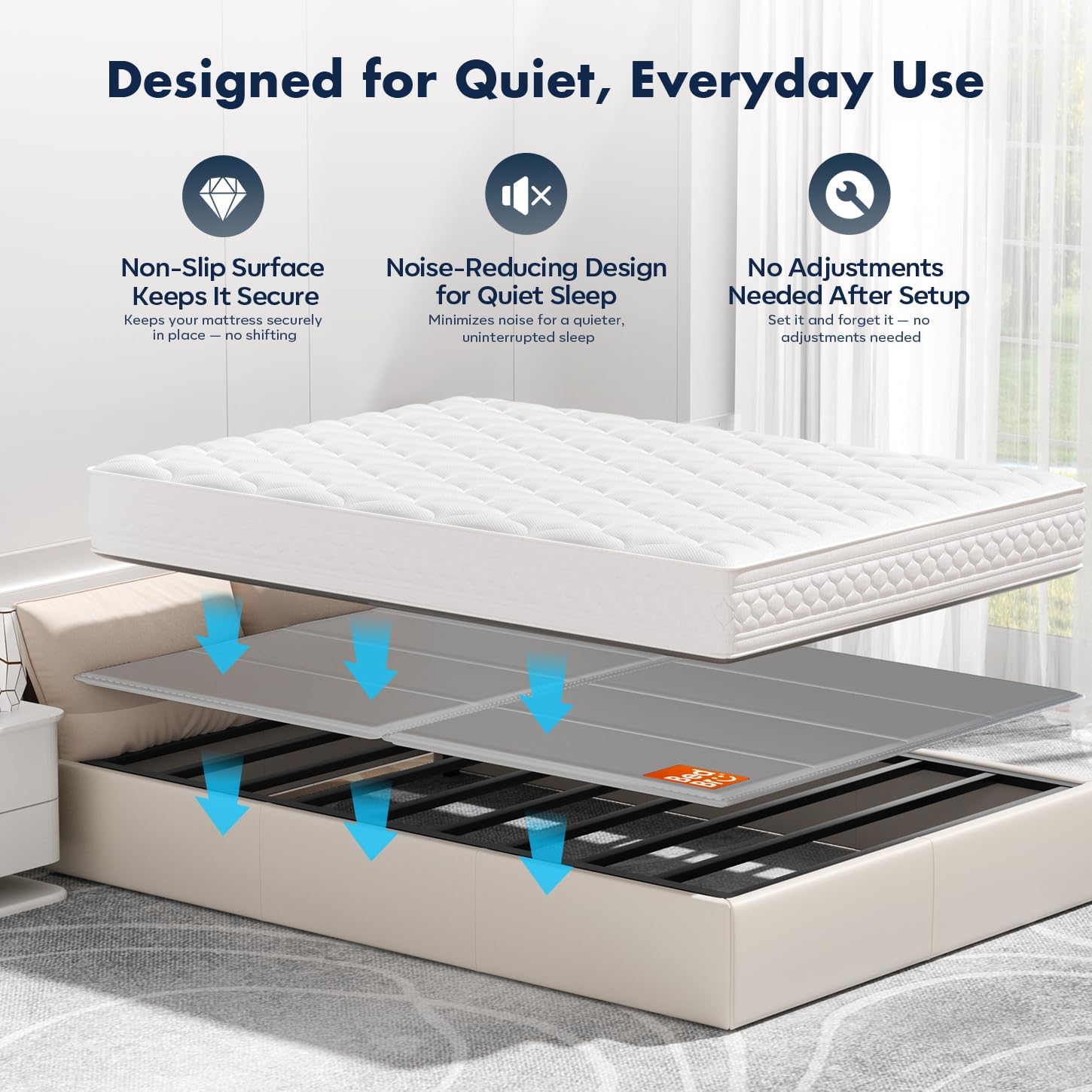 Detalle 2 de BedBro Bunkie Board Queen 10mm (60" x 80") – Gray Under Mattress Support