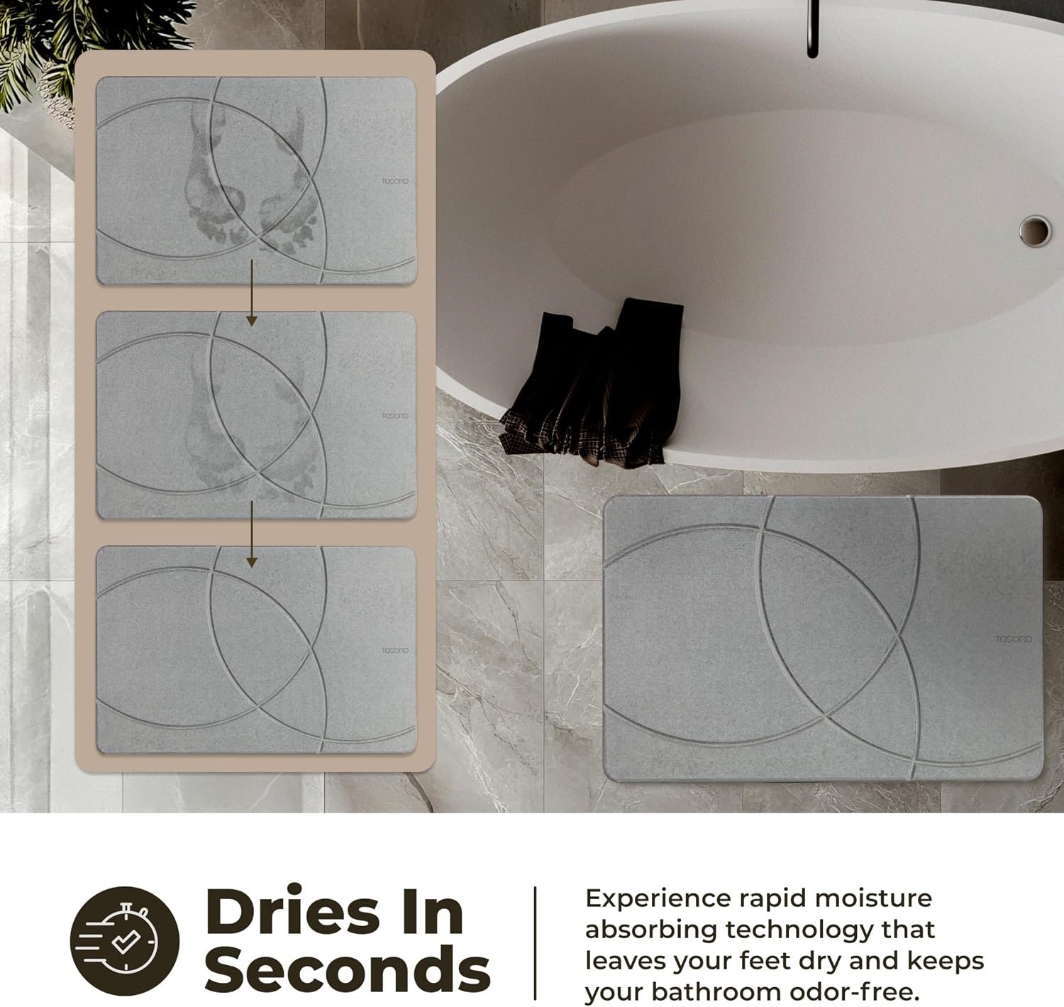 Detalle de TOSORO Stone Bath Mat, Graphite