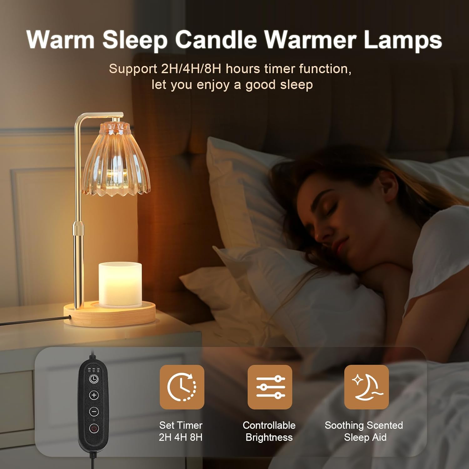 Detalle 2 de Adjustable Candle Warmer Lamp with Timer ⏳🕯