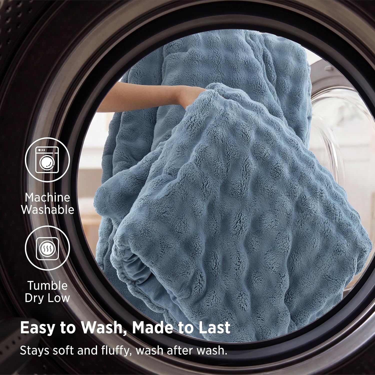 Thumbnail 5 de Bedsure BB649B3 King Comforter Set, Slate Blue Cloud-Bubble Flannel