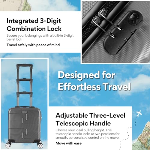 Detalle de WORLD EXPLORER Cabin Suitcase ABS Hard Shell 30L Underseat with 360° Spinner Wheels and 3-Digit Lock