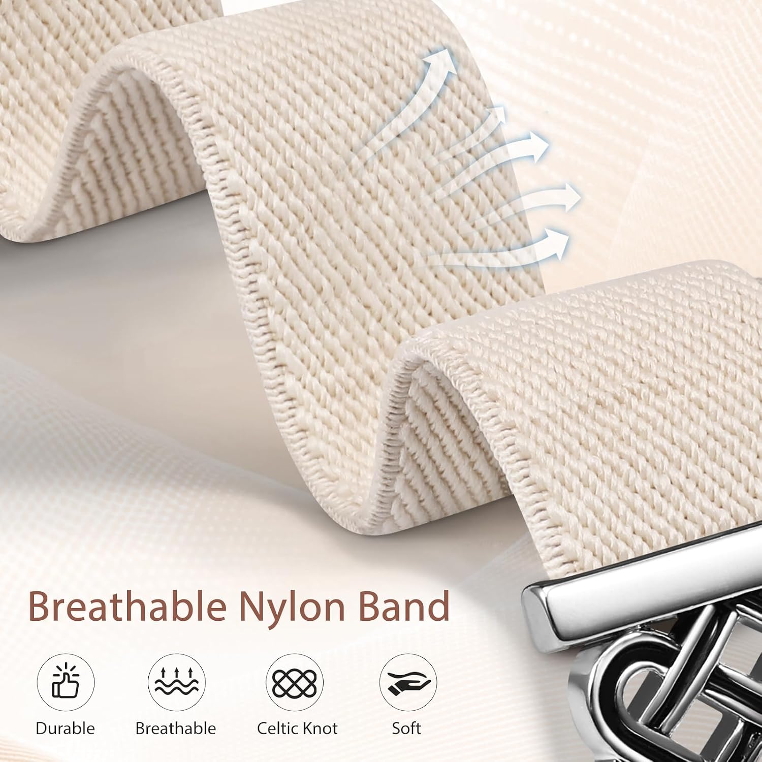 Detalle 2 de Minyee Celtic Knot Stretchy Nylon Apple Watch Band with Magnetic Clasp