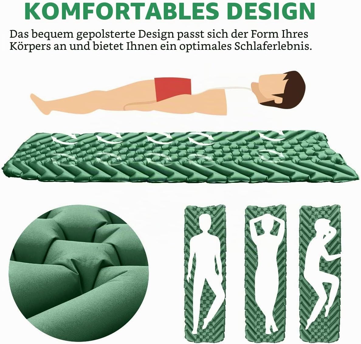 Detalle de Sundom Isomatte Camping Outdoor Ultralight – wasserdichte, faltbare Luftmatratze 190 × 59 × 6 cm