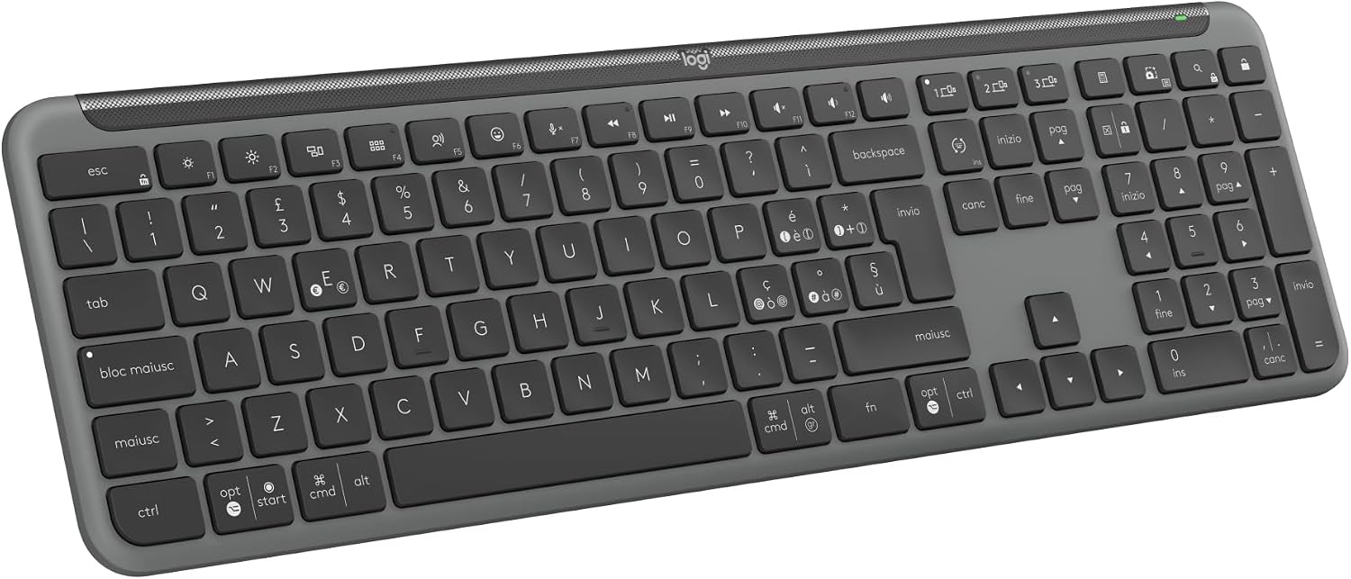 Detalle de Logitech Signature Slim K950: tastiera wireless con layout italiano, grafite