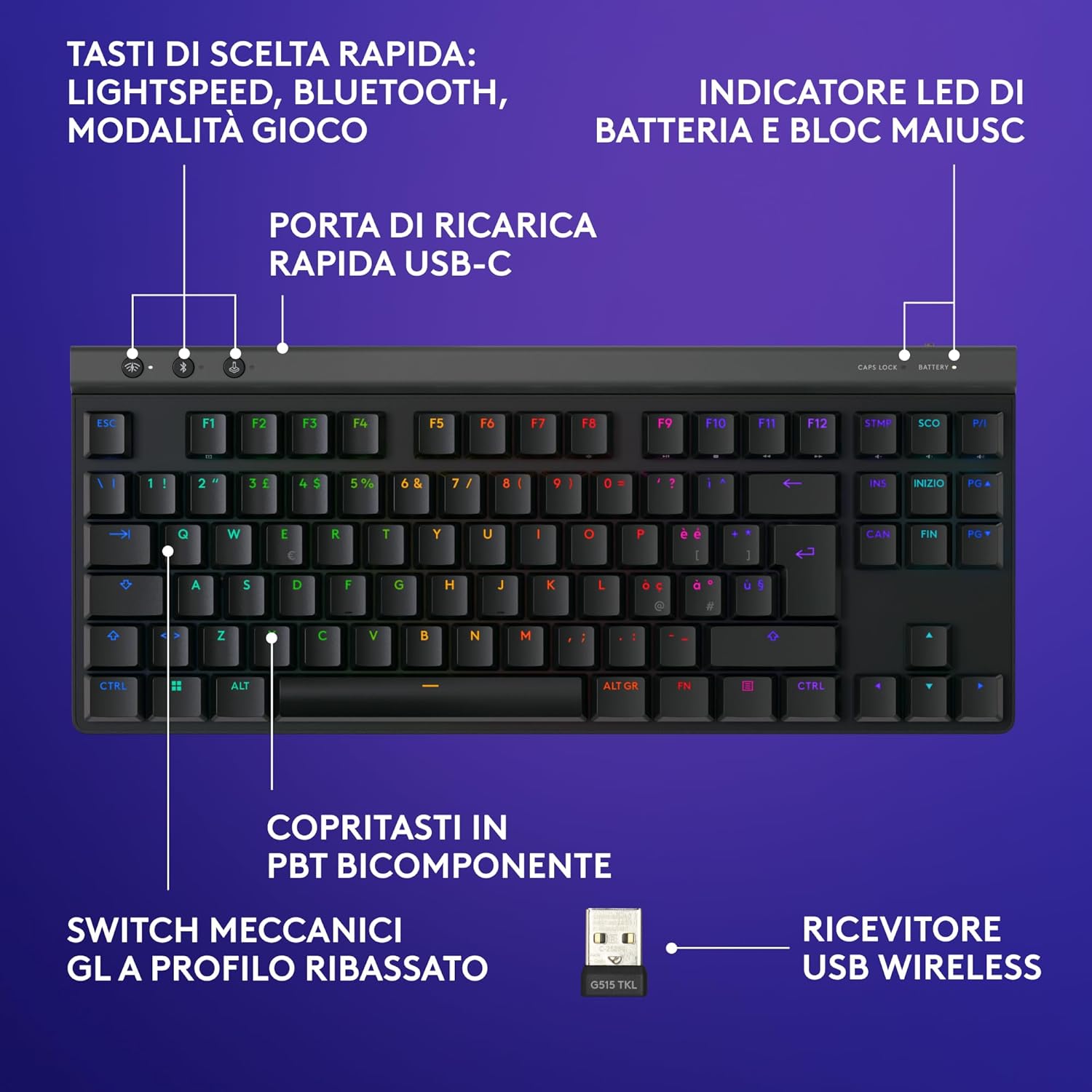 Thumbnail 6 de Logitech G G515 TKL tastiera gaming 36h