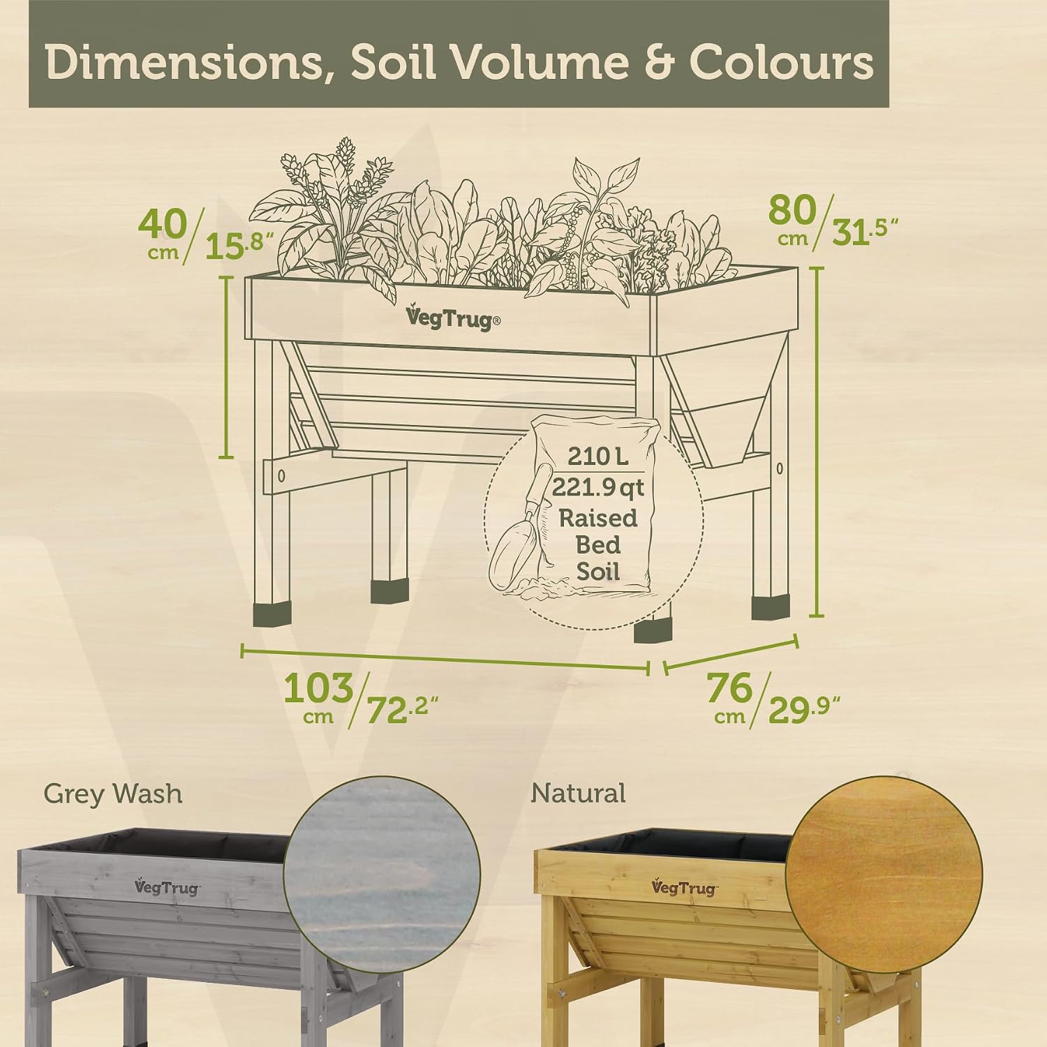 Detalle 2 de VegTrug Wash Raised Bed Planter 1m