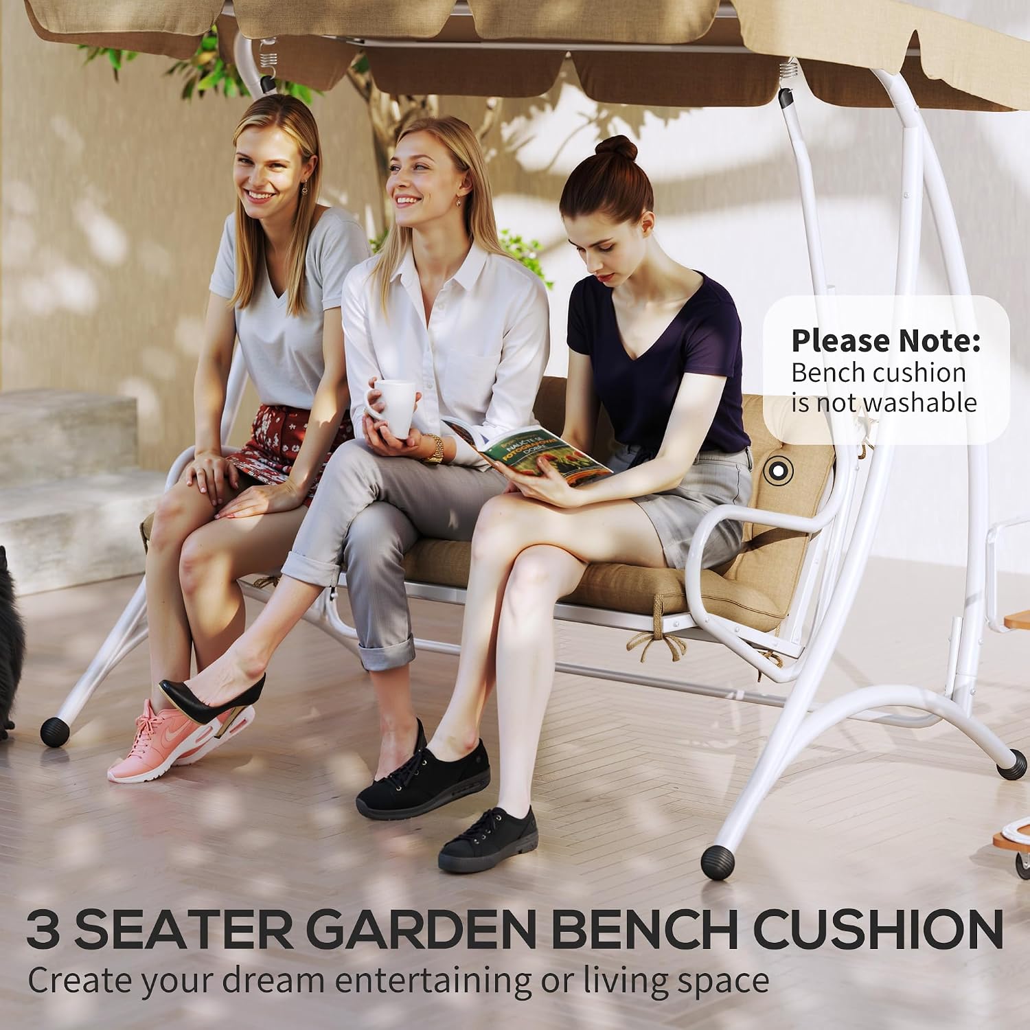 Detalle 2 de Outsunny 84B-136V70KK 3-Seater Bench Cushion, 150 x 98 cm, Khaki