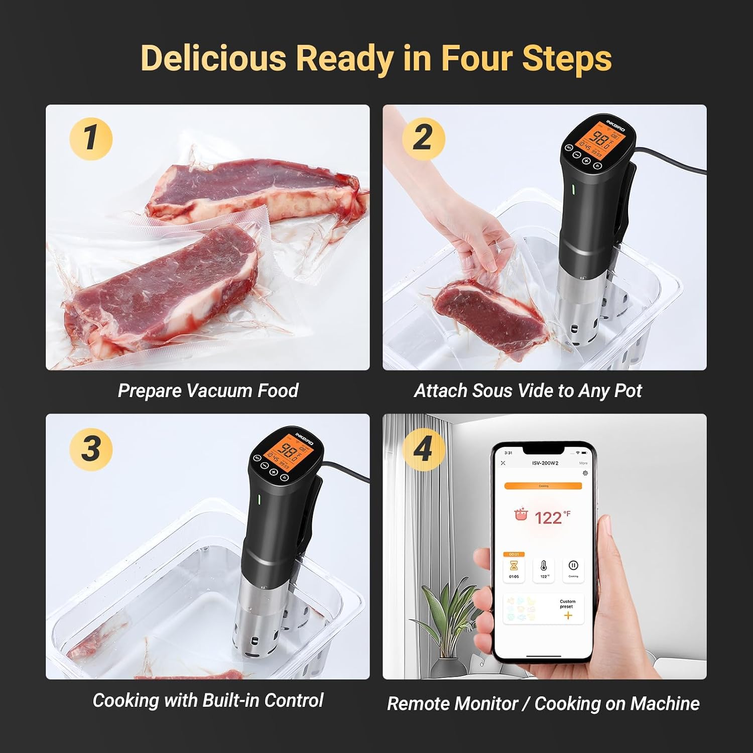 Thumbnail 6 de INKBIRD ISV-200W 2.4G WiFi Sous Vide Cooker: Precision, App Control, and Quiet Consistency