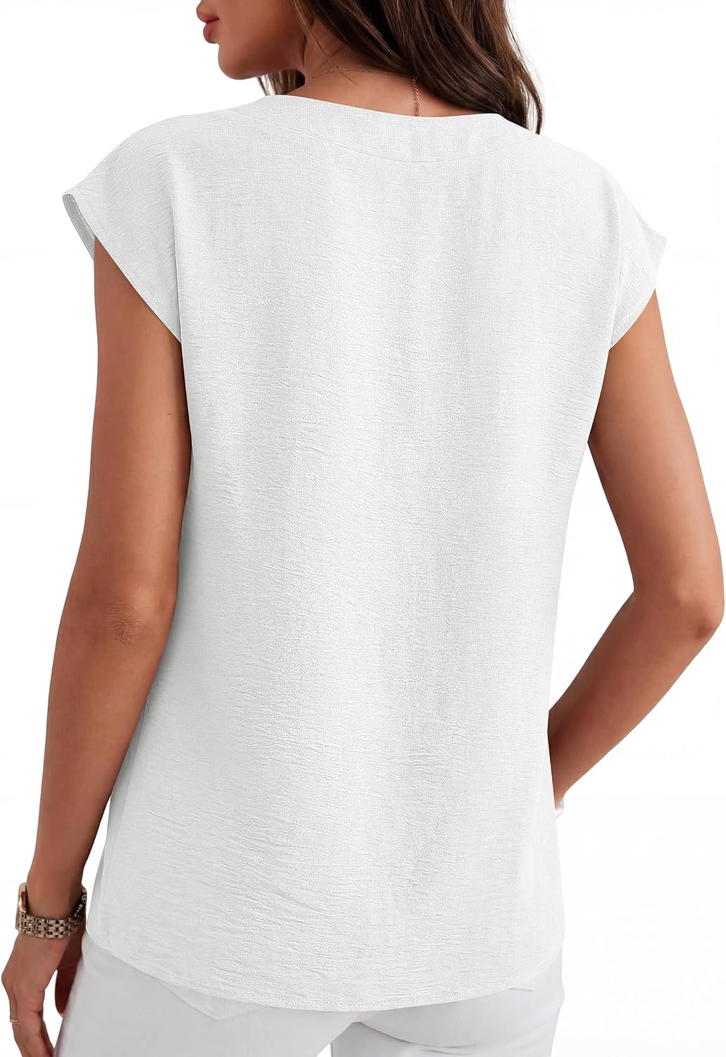 Thumbnail 3 de Women’s V-Neck Cap Sleeve Dressy Casual Top (Loose Fit) in 100% Polyester