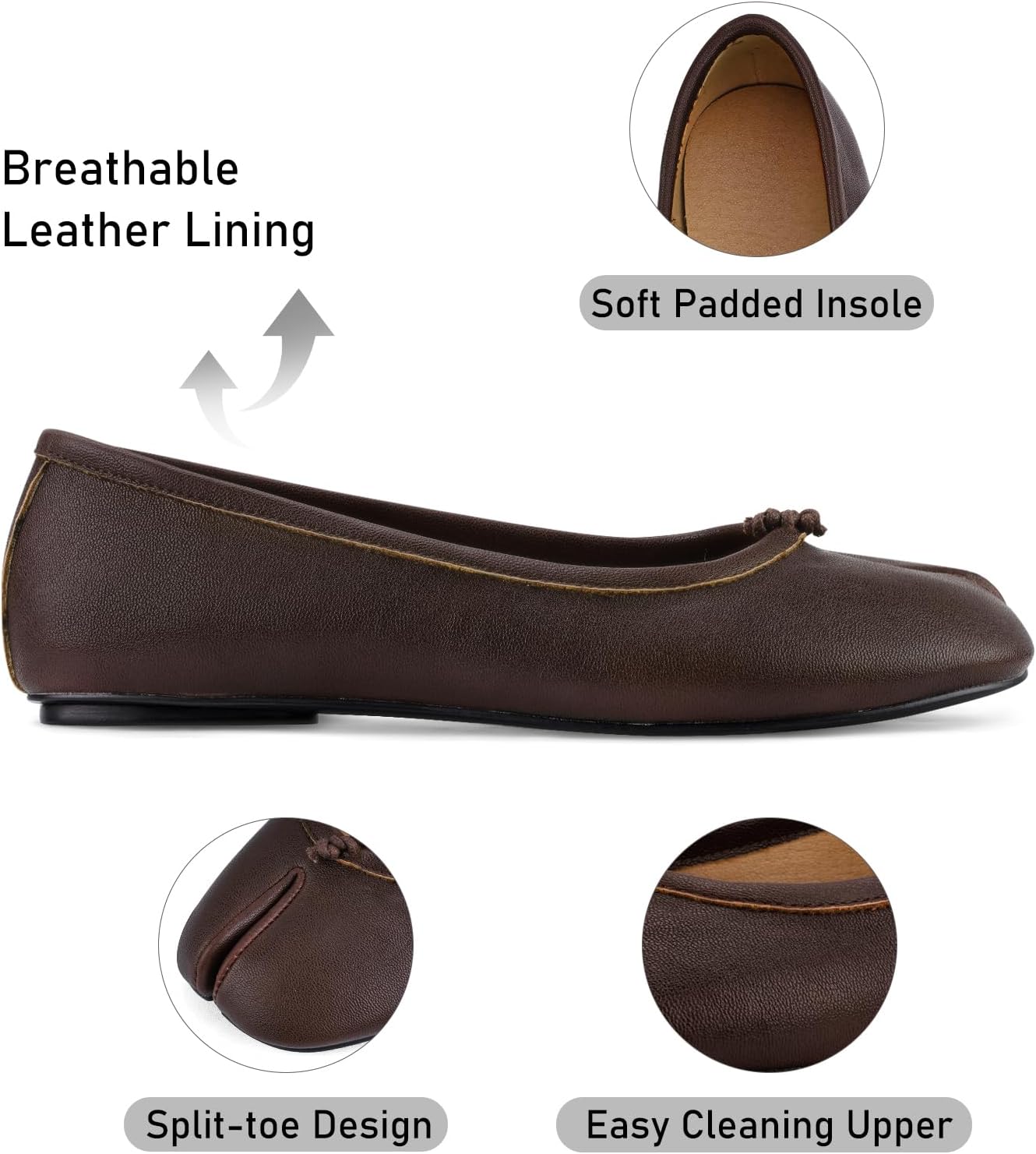 Thumbnail 3 de VBDB Tabi Ballet Flats Shoes for Women — Round Toe, Wide Width, Split Toe, Low Heel