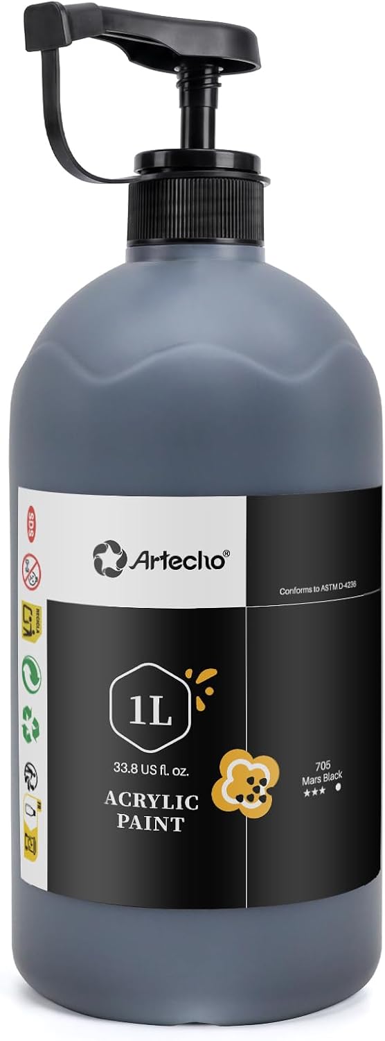 Detalle de Artecho White & Black Acrylic Paint – Large 1000ml Bottle