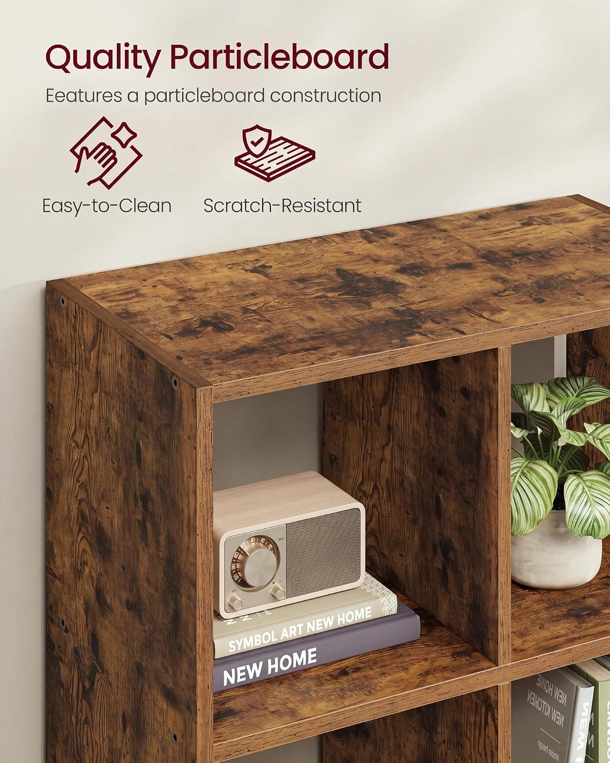 Thumbnail 4 de VASAGLE LBC168K01 10-Cube Bookcase, Rustic Brown Industrial Shelving Unit