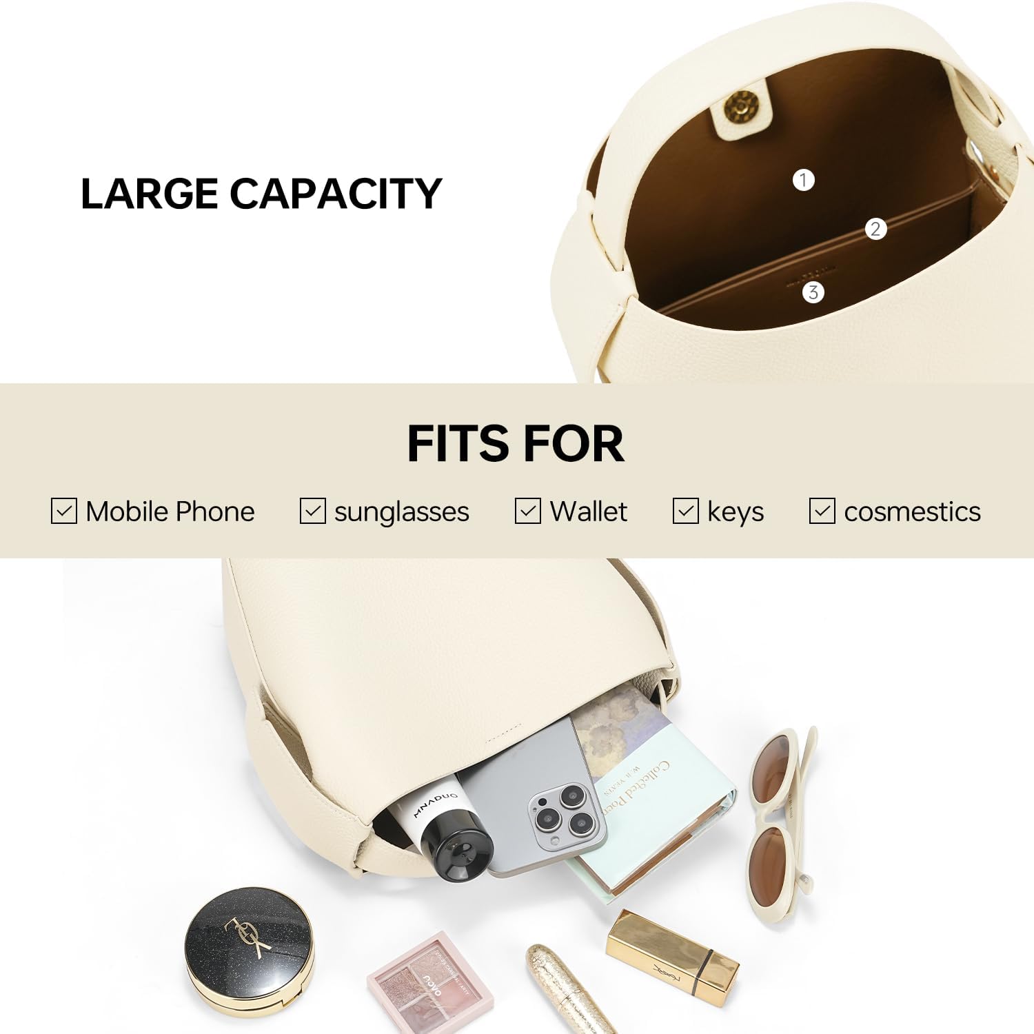 Detalle de LA FESTIN Cowhide Bucket Bag