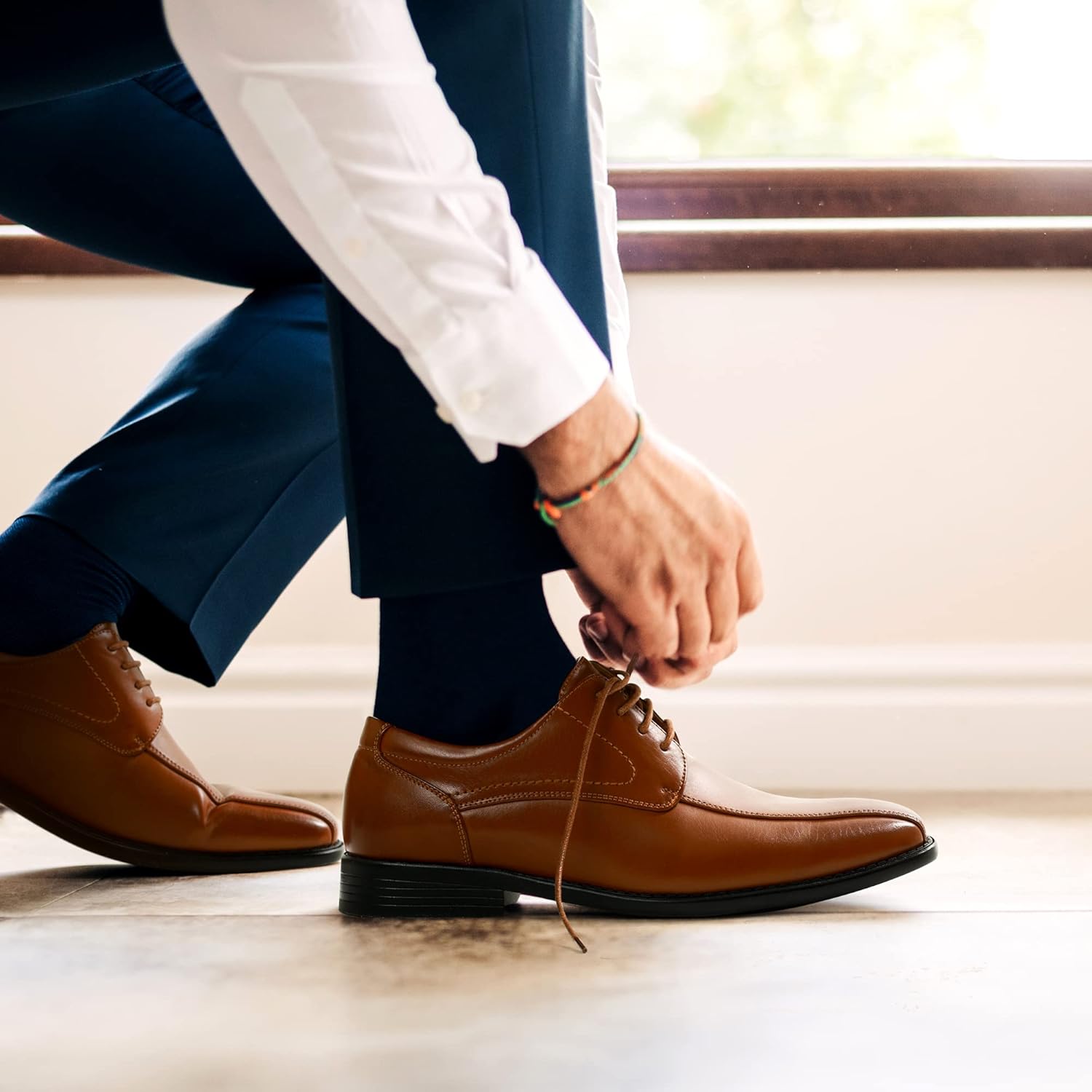Thumbnail 1 de Bruno Marc Scarpe Oxford Uomo in Pelle: Stringate Derby Basse, stile vintage elegante