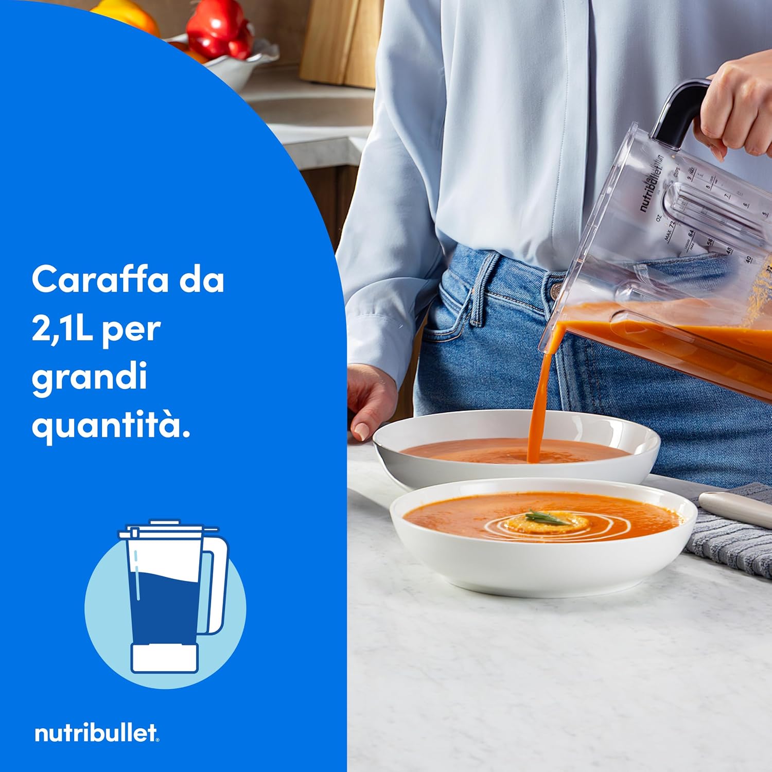 Thumbnail 3 de nutribullet Power Core Blender NBF430MB: Frullatore XL 2,1 L per smoothies cremosi e ghiaccio tritato